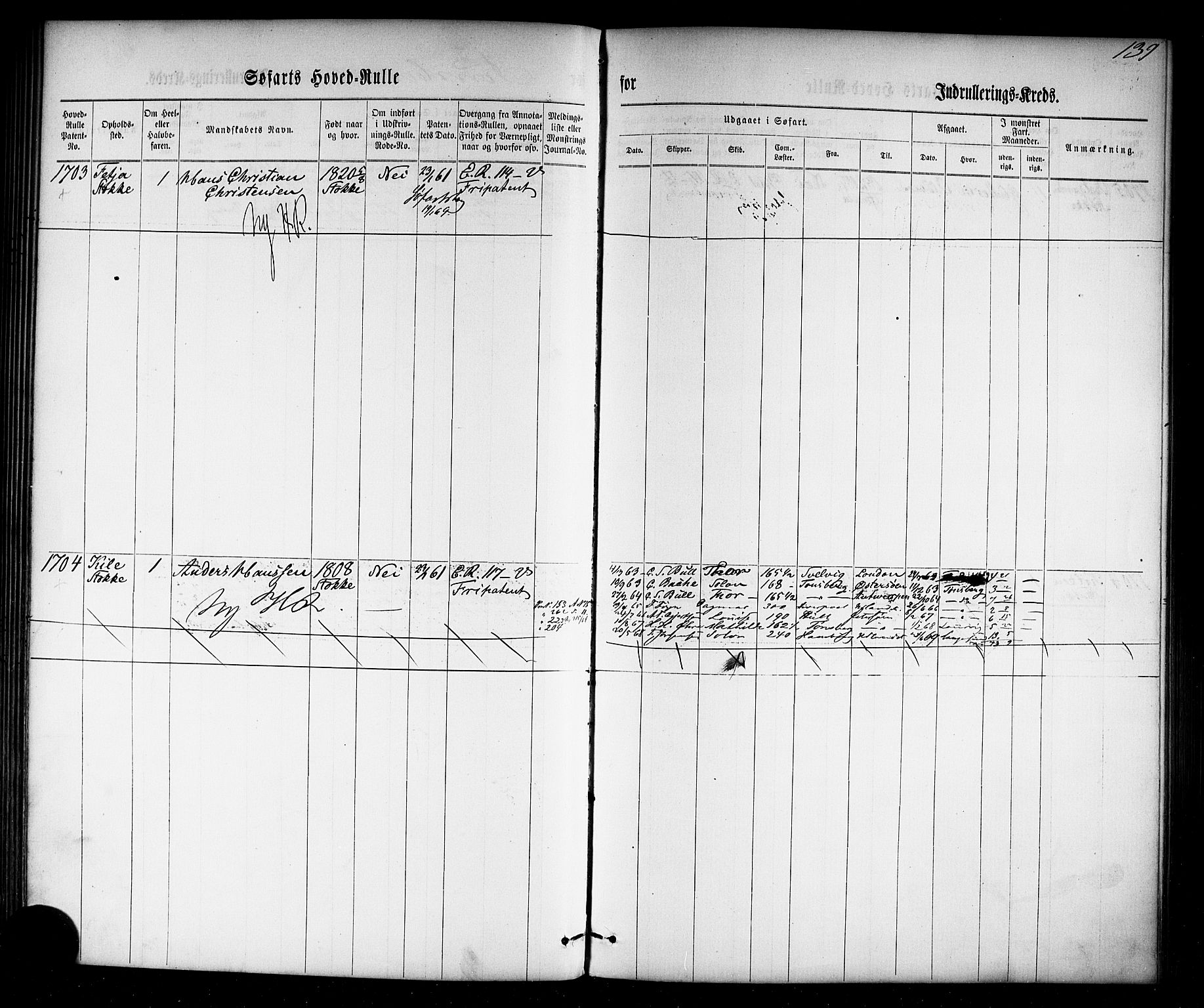 Tønsberg innrulleringskontor, AV/SAKO-A-786/F/Fc/Fca/L0002: Hovedrulle Patent nr. 1429-2133, 1861-1868, p. 178