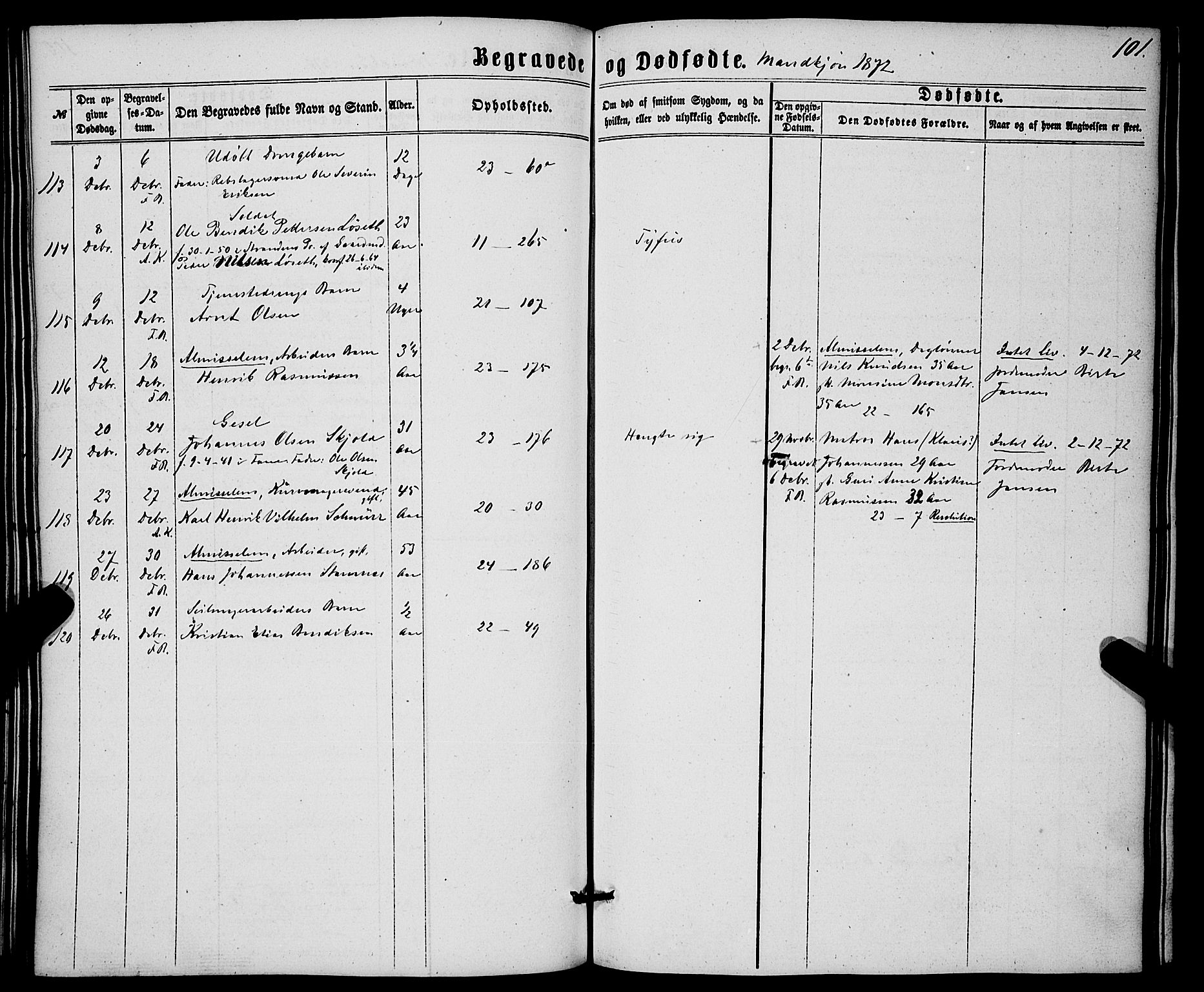 Korskirken sokneprestembete, SAB/A-76101/H/Haa/L0045: Parish register (official) no. E 3, 1863-1875, p. 101