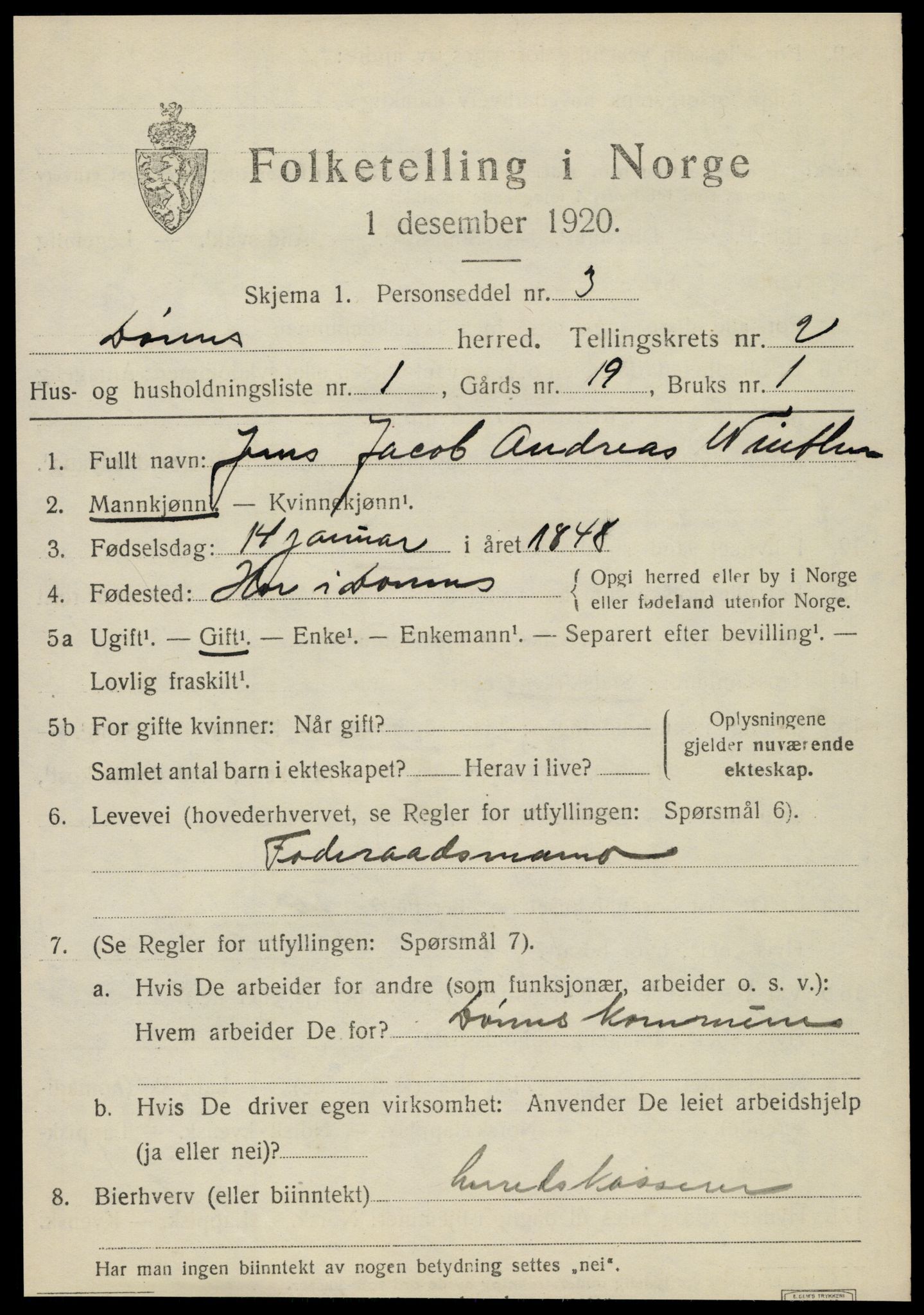 SAT, 1920 census for Dønnes, 1920, p. 1220