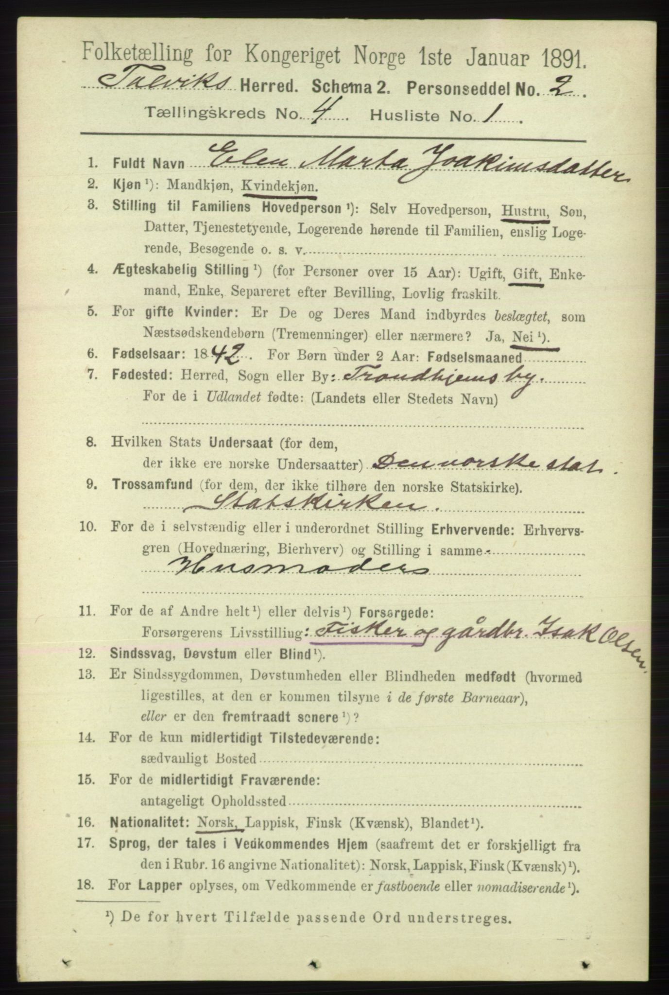 RA, 1891 census for 2013 Talvik, 1891, p. 1064