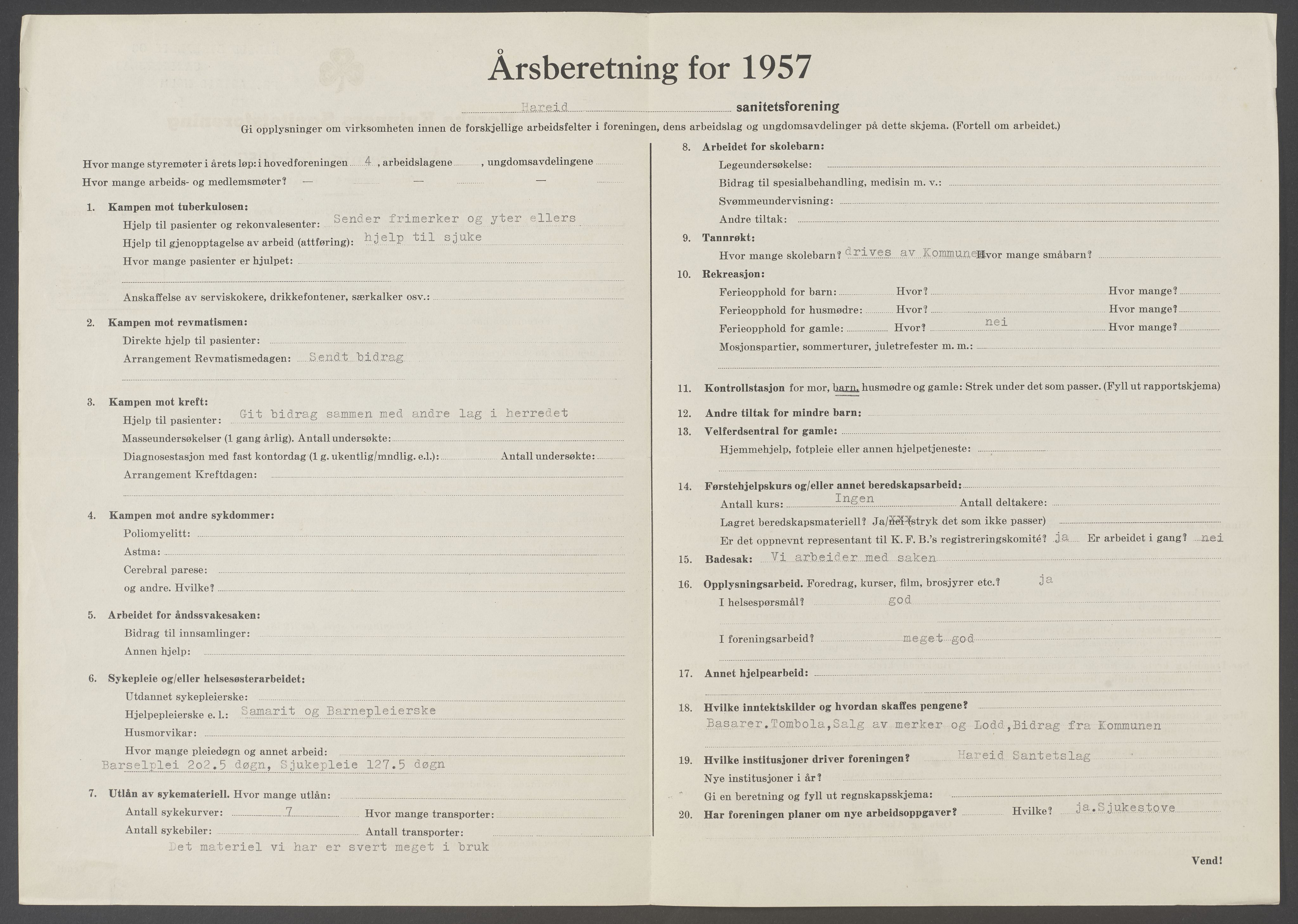 Hareid sanitetslag, IKAM/P-00271/A/Ab/L0001/0006: Årsmeldinger og regnskap / Årsmeldinger og regnskap, 1957