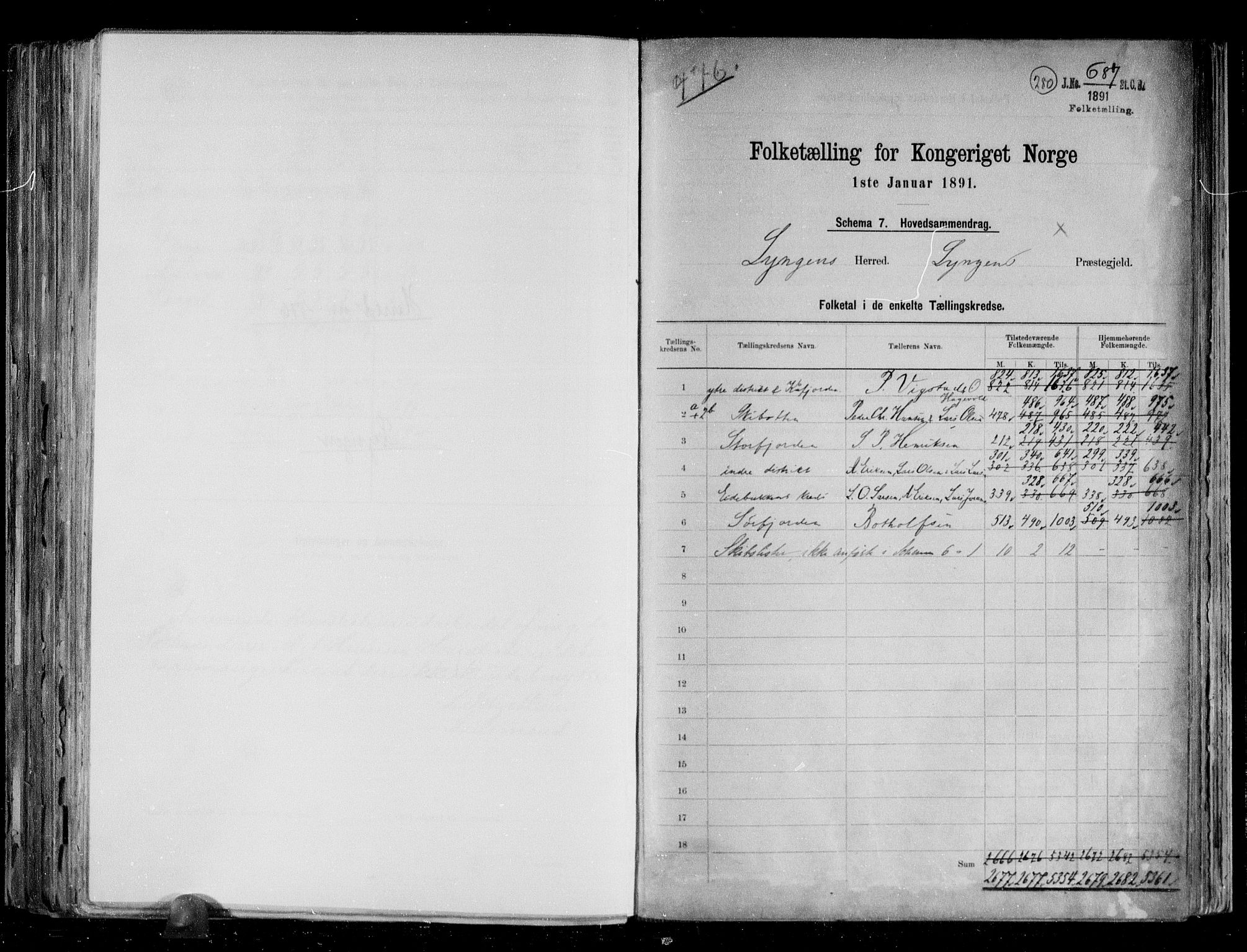 RA, 1891 census for 1938 Lyngen, 1891, p. 2