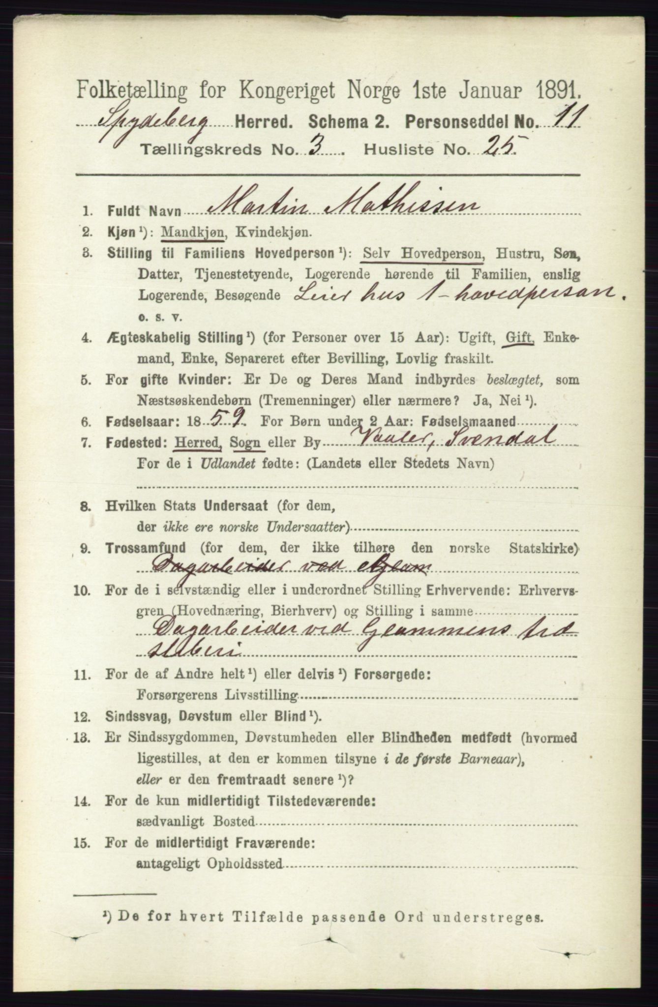 RA, 1891 census for 0123 Spydeberg, 1891, p. 1393