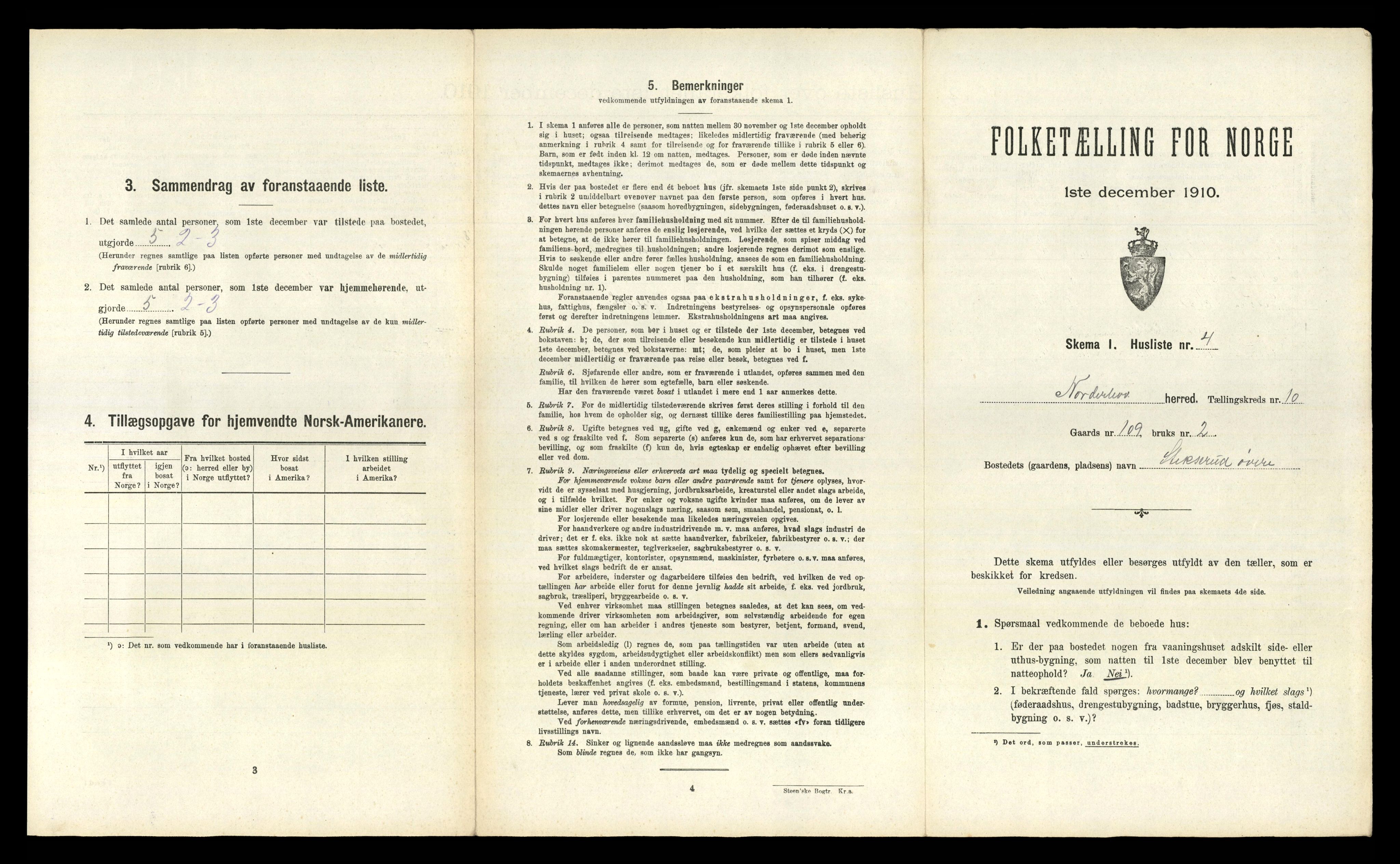 RA, 1910 census for Norderhov, 1910, p. 2574