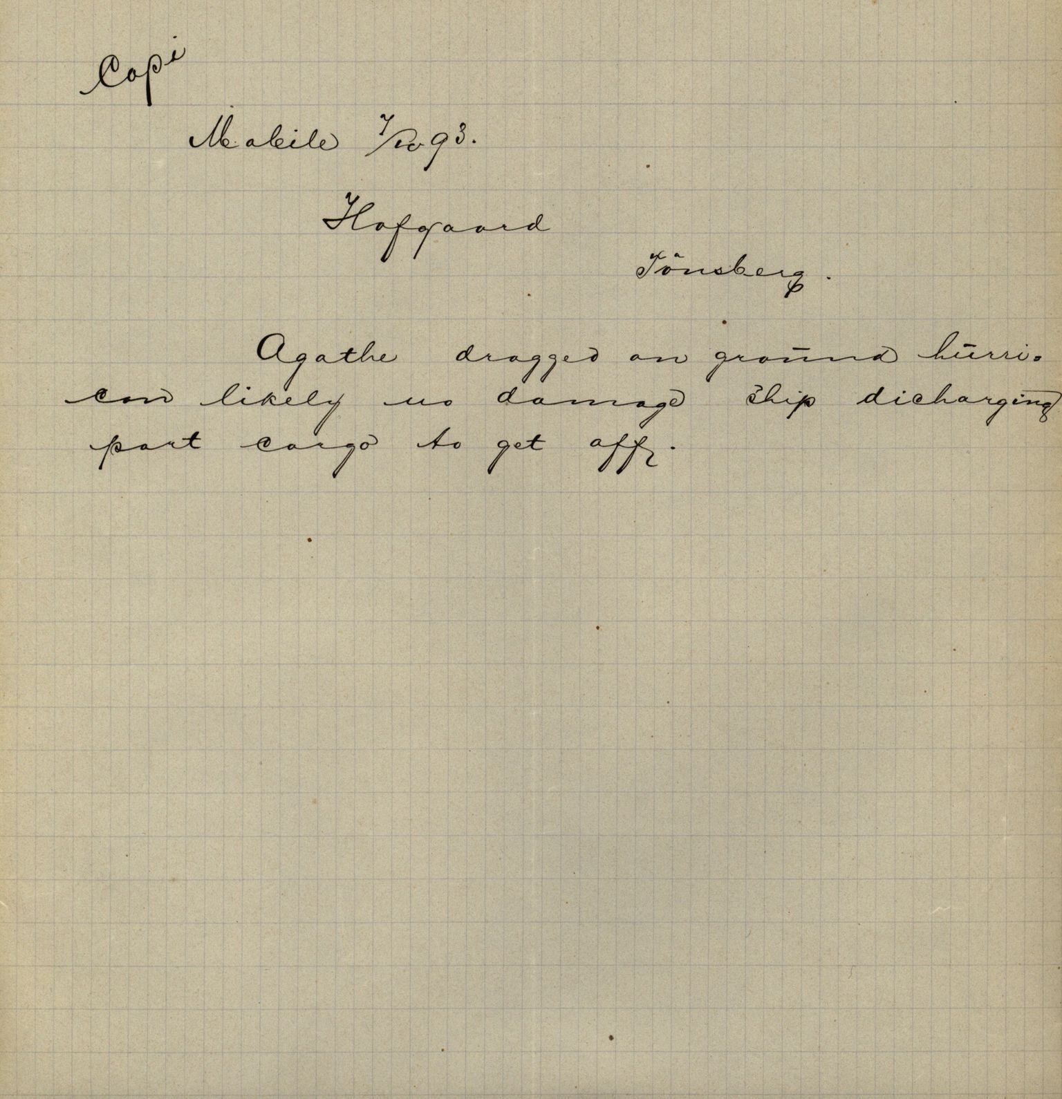 Pa 63 - Østlandske skibsassuranceforening, VEMU/A-1079/G/Ga/L0029/0009: Havaridokumenter / Anette, Agathe, Agra, Buffalo, 1893, p. 7