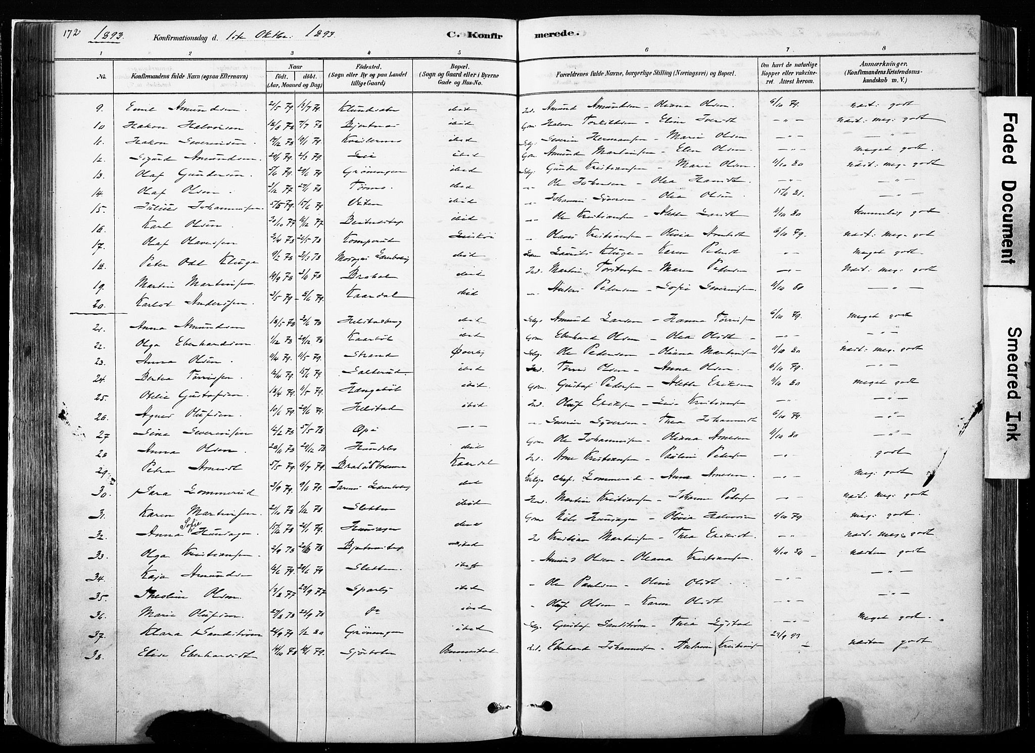 Hof prestekontor, AV/SAH-PREST-038/H/Ha/Haa/L0010: Parish register (official) no. 10, 1878-1909, p. 172