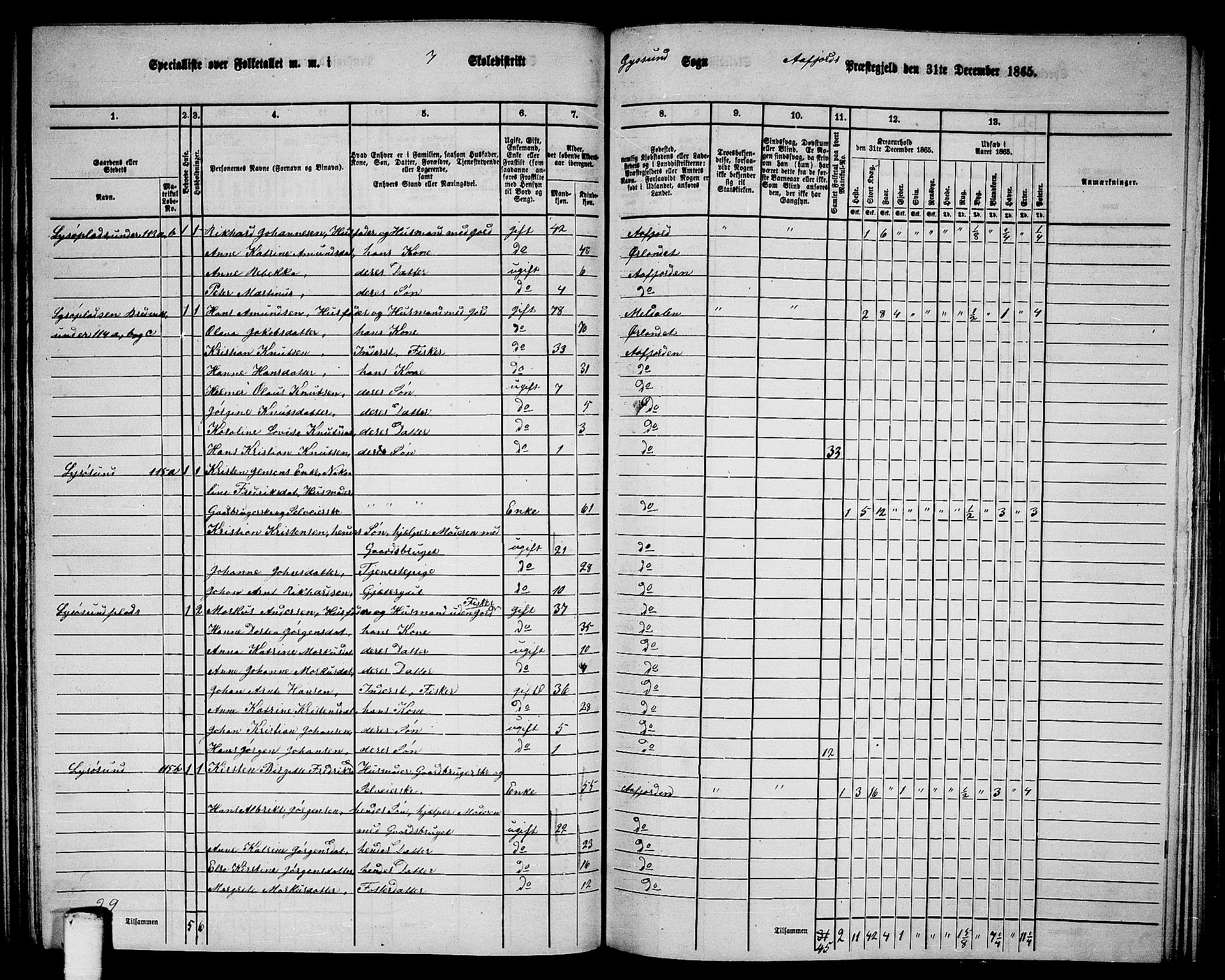 RA, 1865 census for Aafjorden, 1865, p. 88