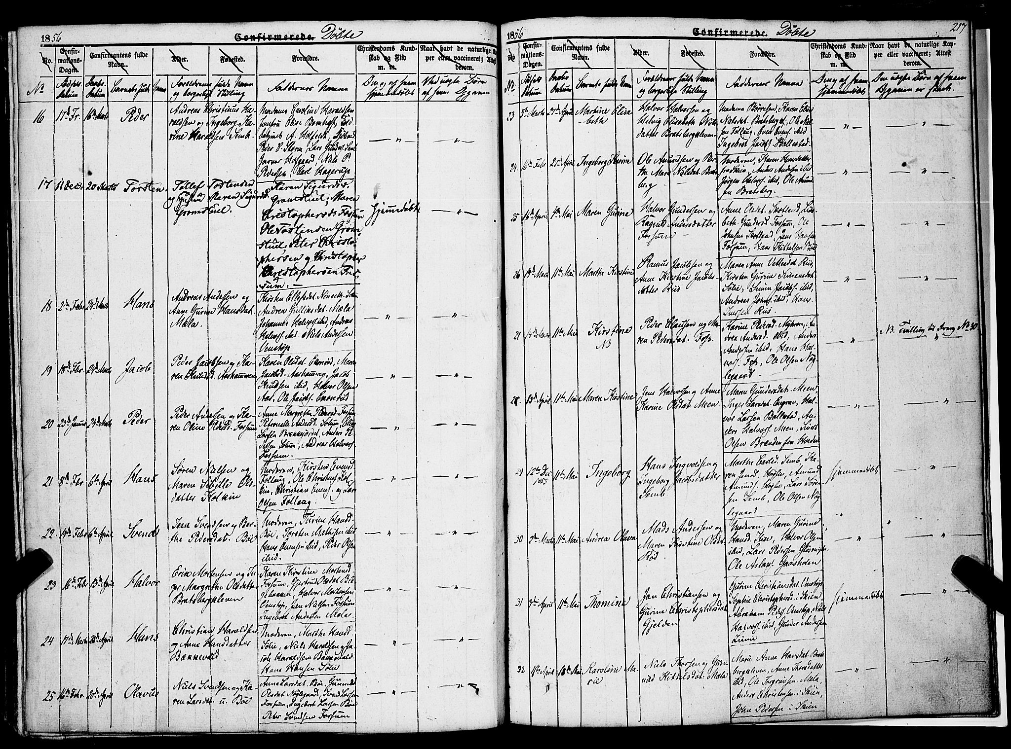 Gjerpen kirkebøker, AV/SAKO-A-265/F/Fa/L0007a: Parish register (official) no. I 7A, 1834-1857, p. 217