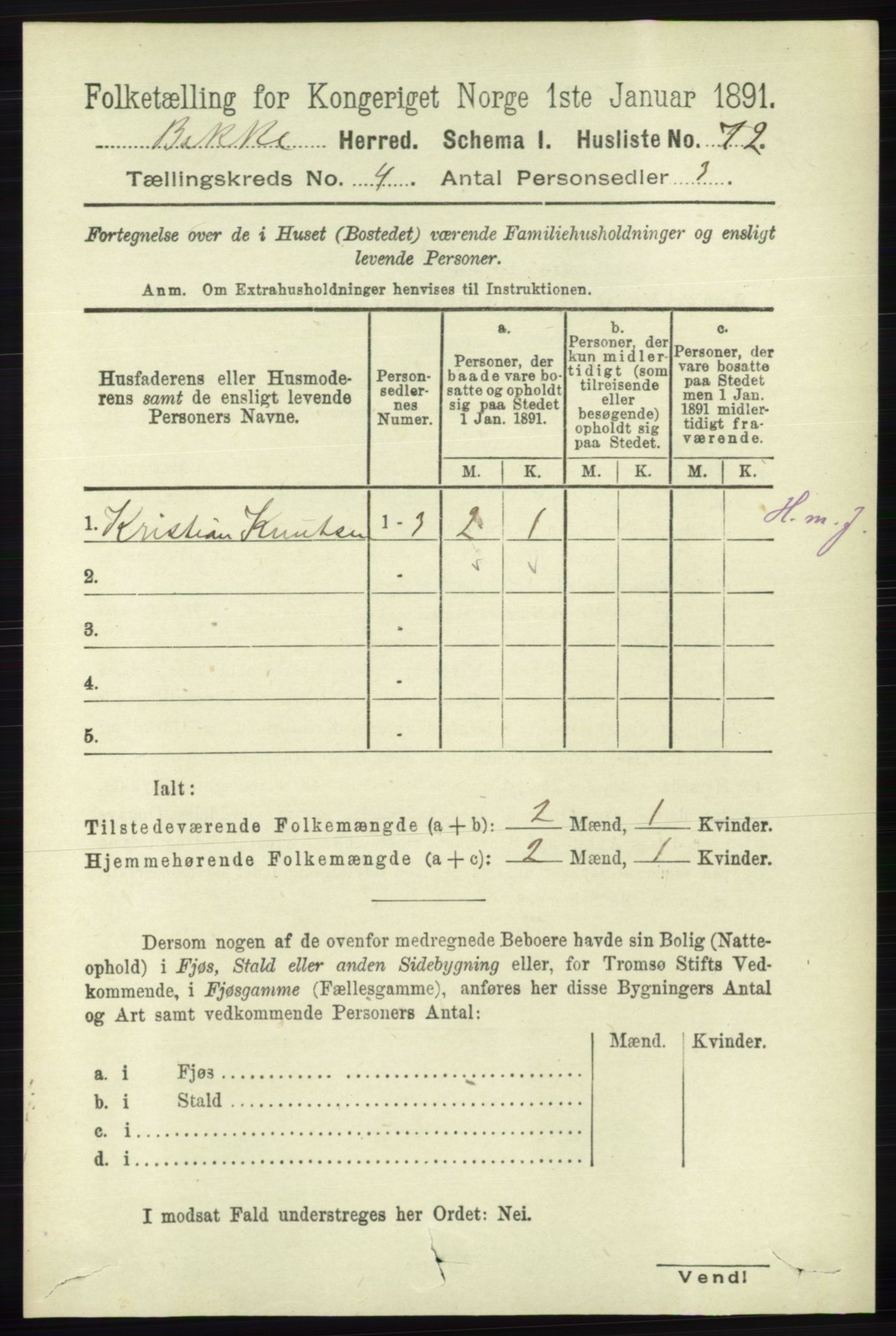 RA, 1891 census for 1045 Bakke, 1891, p. 615