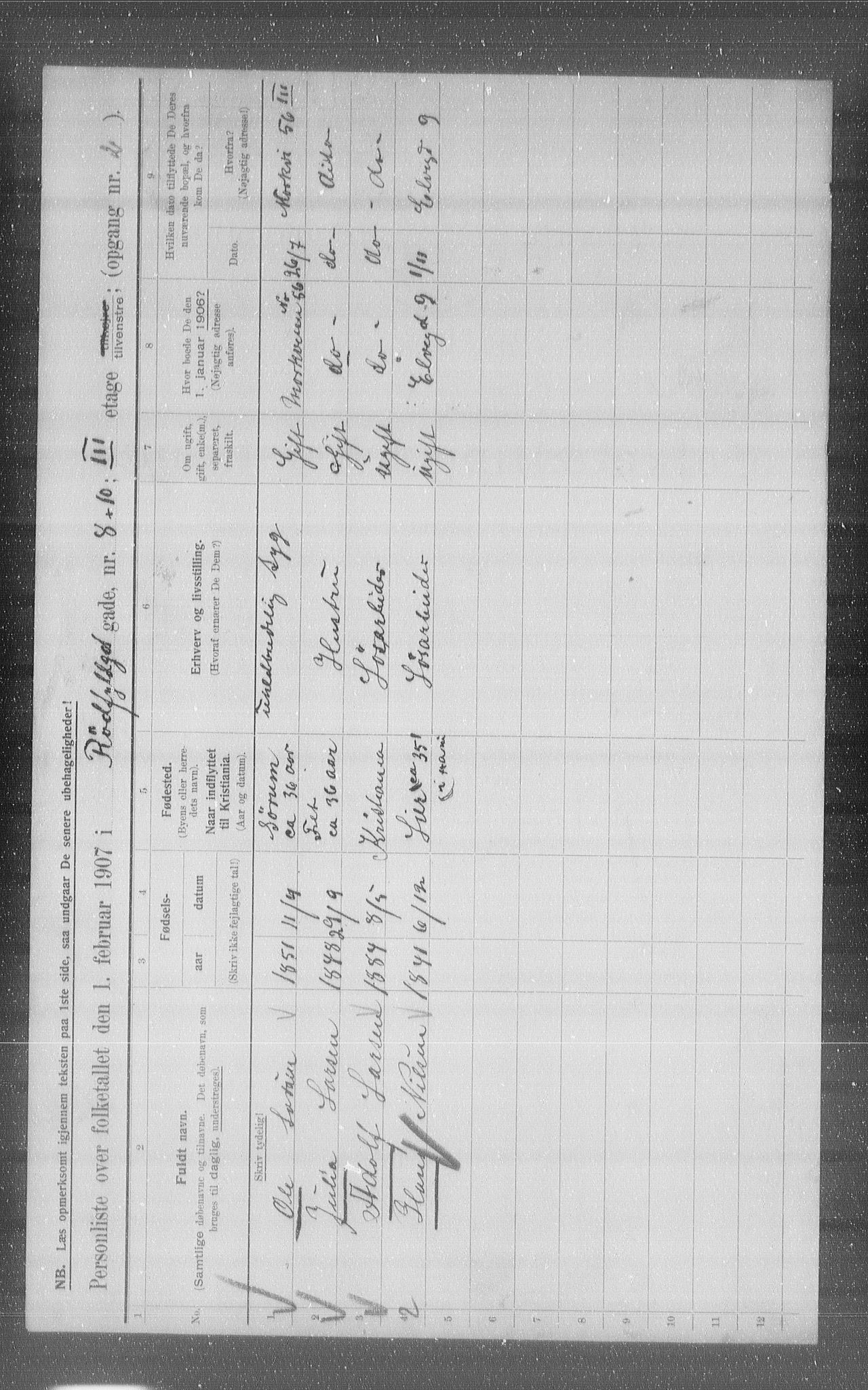 OBA, Municipal Census 1907 for Kristiania, 1907, p. 43851