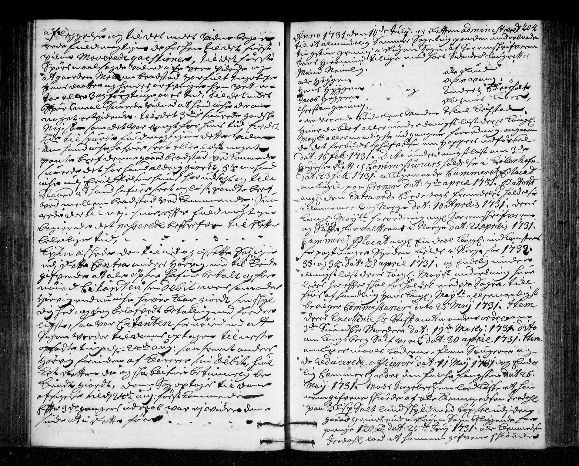Lier, Røyken og Hurum sorenskriveri, AV/SAKO-A-89/F/Fa/L0046: Tingbok, 1729-1733, p. 204