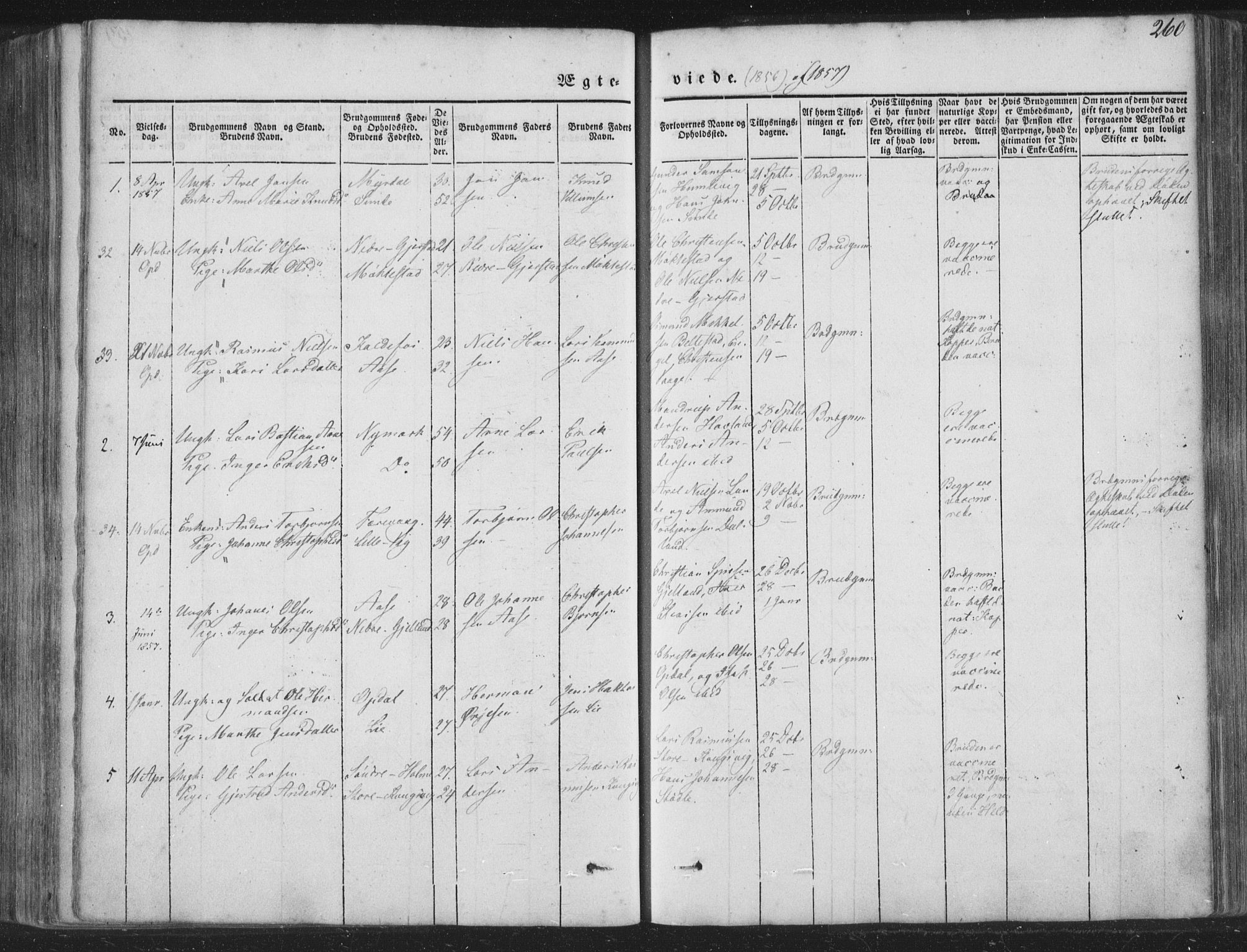 Tysnes sokneprestembete, AV/SAB-A-78601/H/Haa: Parish register (official) no. A 10, 1848-1859, p. 260