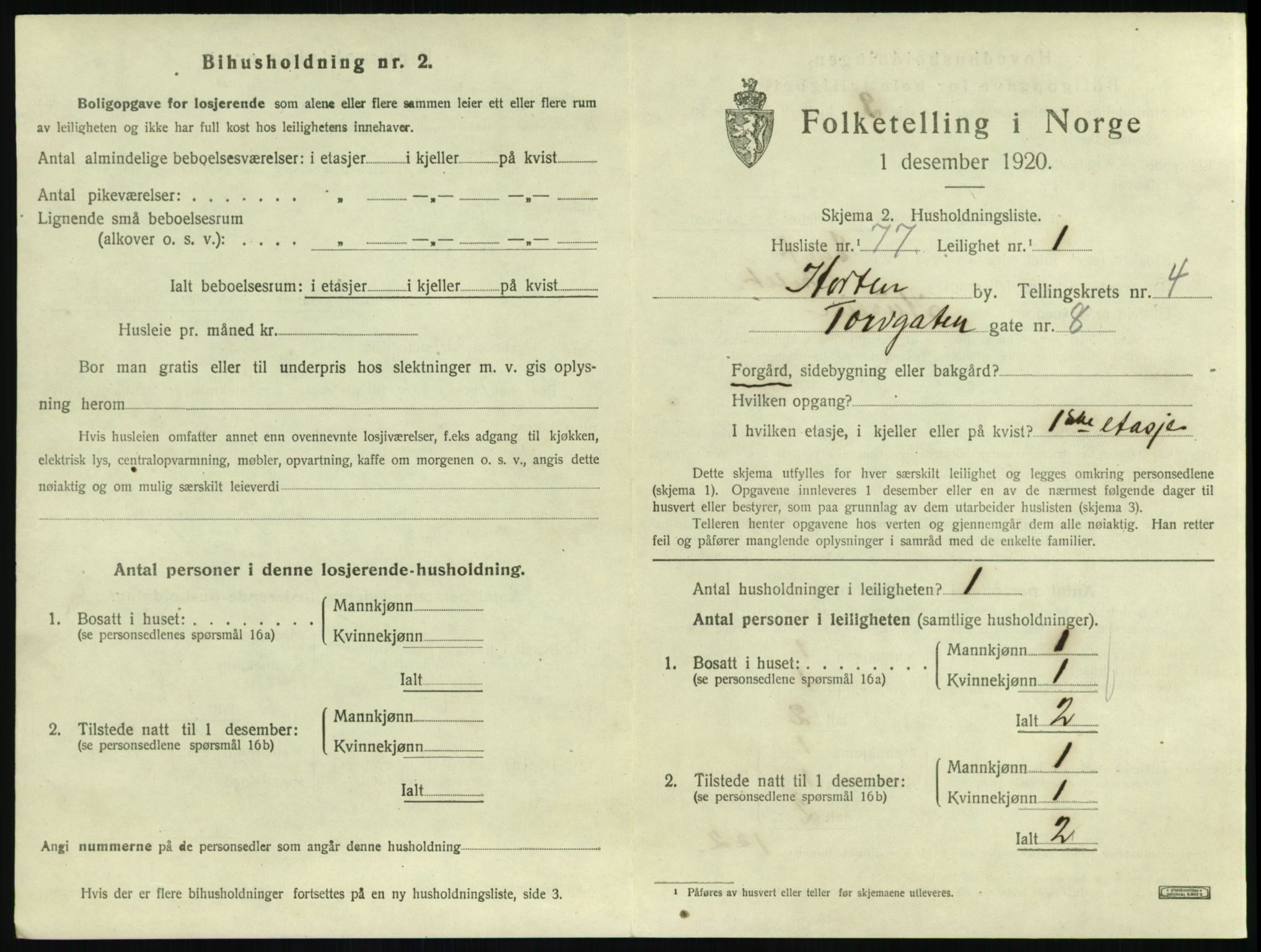 SAKO, 1920 census for Horten, 1920, p. 5179