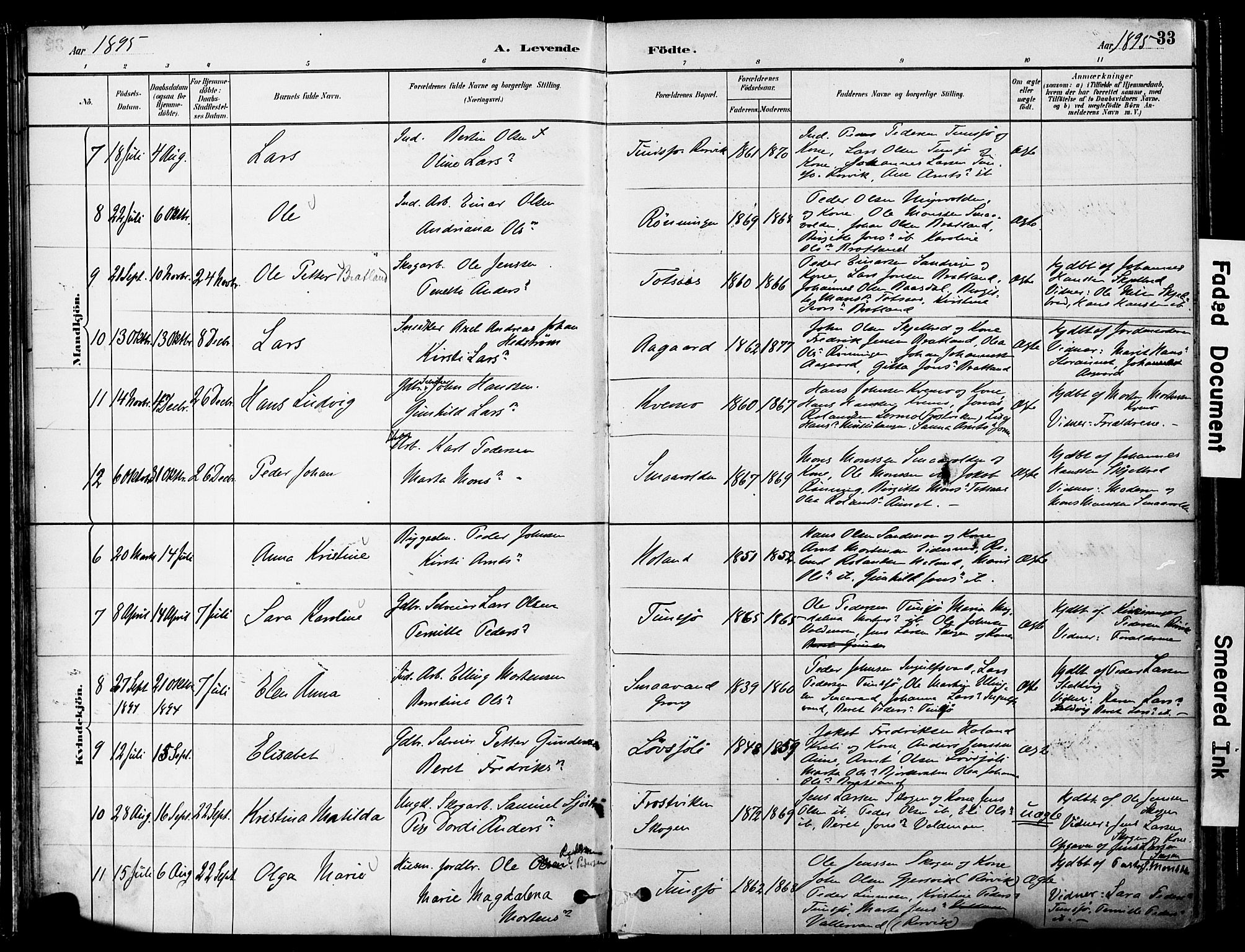 Ministerialprotokoller, klokkerbøker og fødselsregistre - Nord-Trøndelag, SAT/A-1458/755/L0494: Parish register (official) no. 755A03, 1882-1902, p. 33