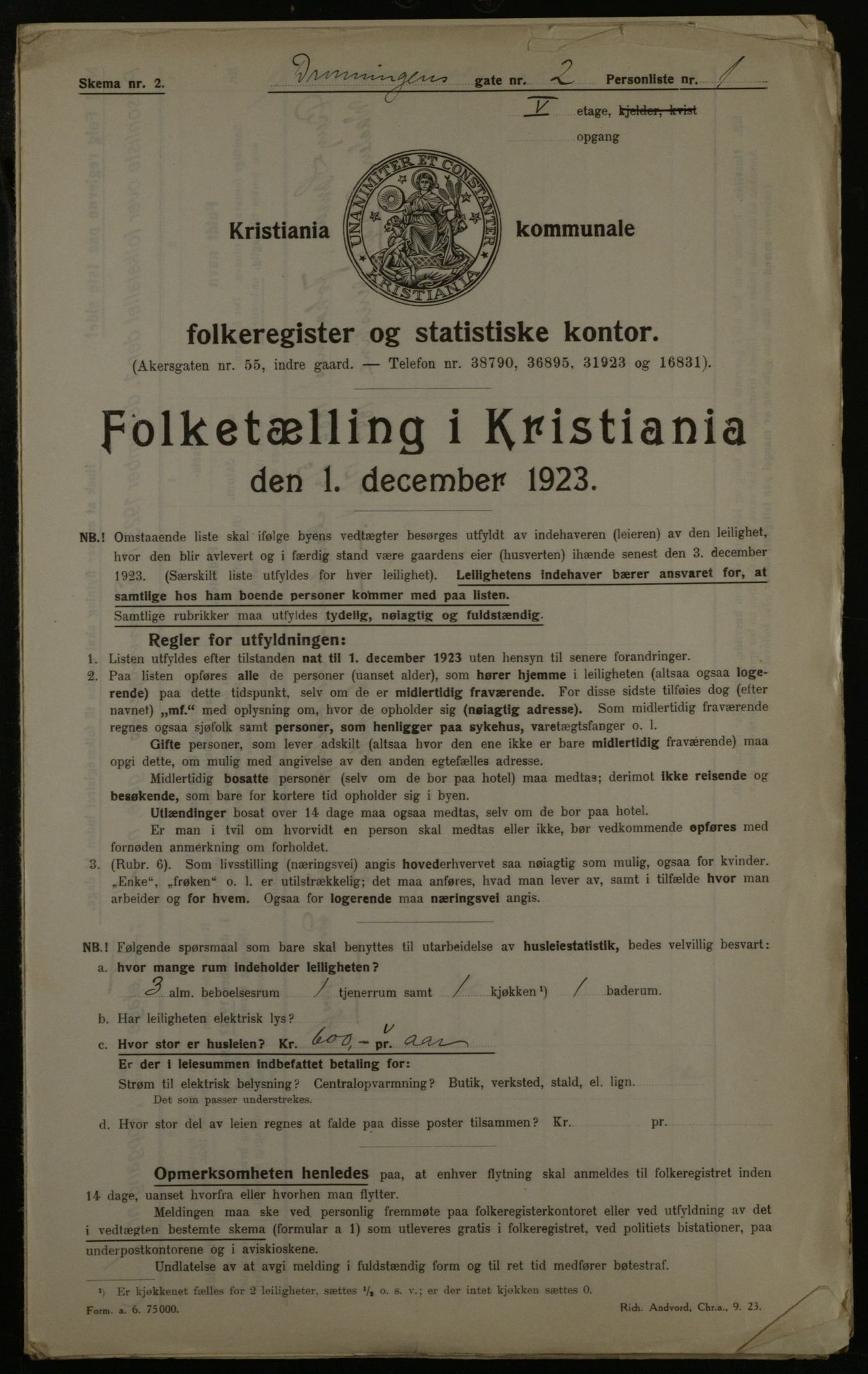 OBA, Municipal Census 1923 for Kristiania, 1923, p. 19169