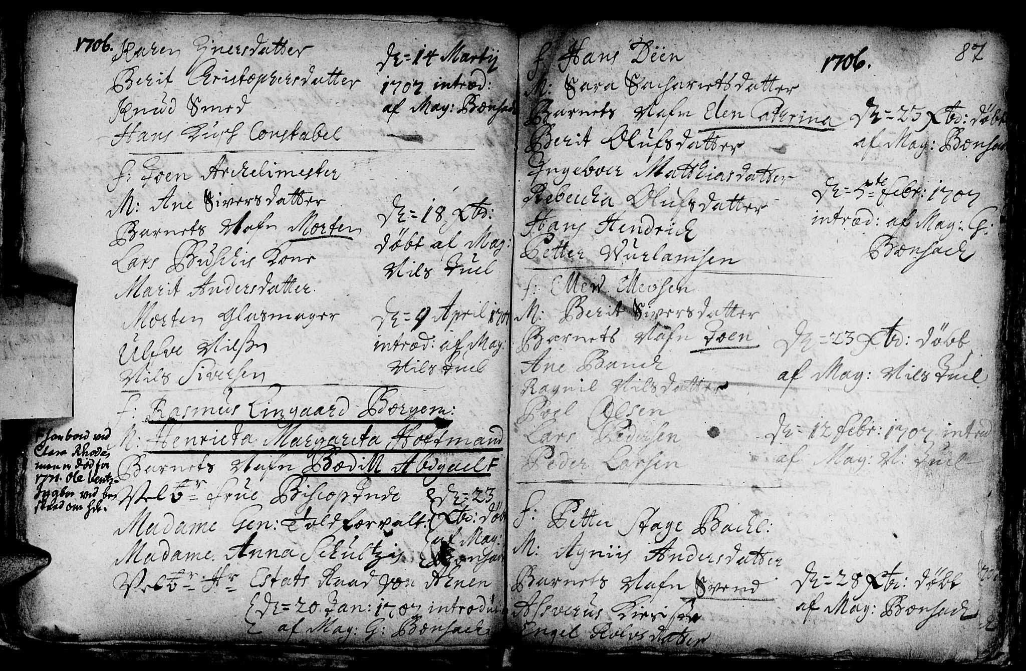 Ministerialprotokoller, klokkerbøker og fødselsregistre - Sør-Trøndelag, SAT/A-1456/601/L0034: Parish register (official) no. 601A02, 1702-1714, p. 87