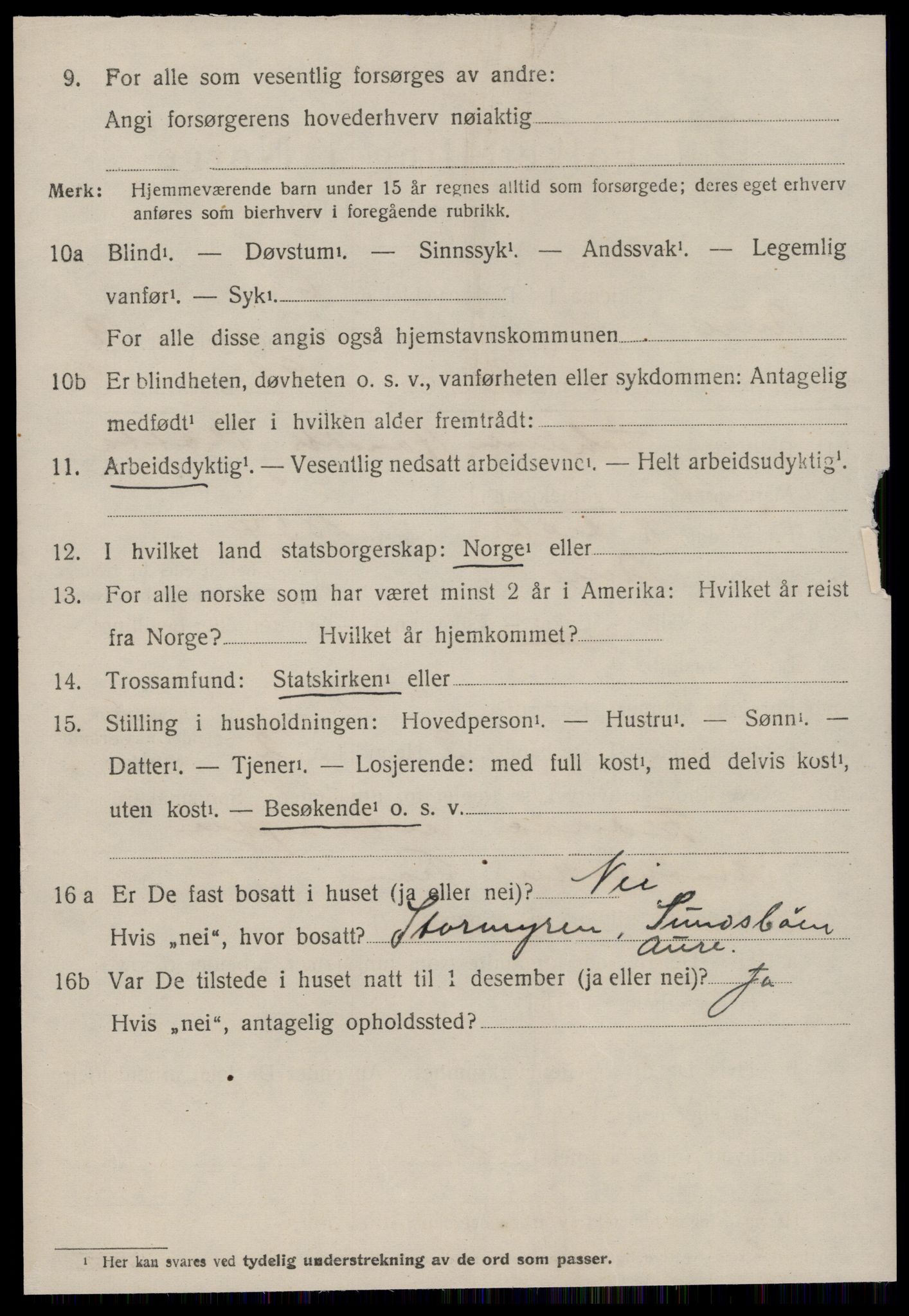 SAT, 1920 census for Aure, 1920, p. 3975