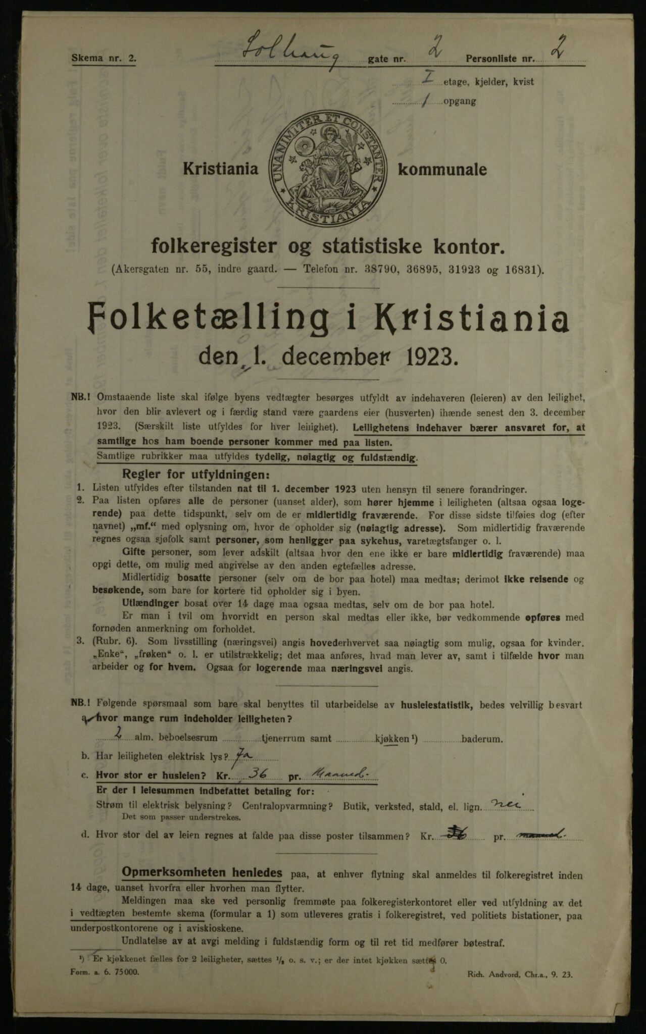 OBA, Municipal Census 1923 for Kristiania, 1923, p. 109522