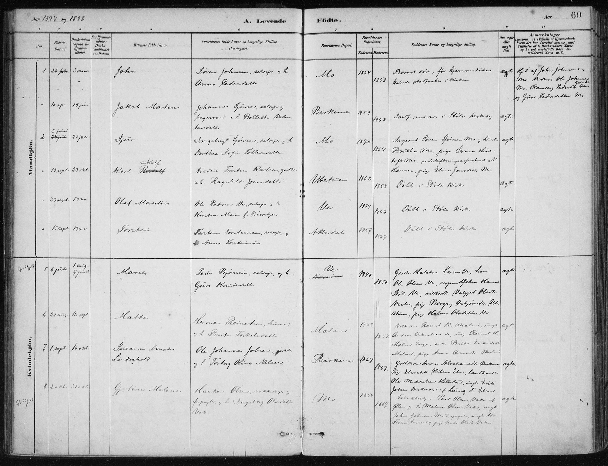 Etne sokneprestembete, AV/SAB-A-75001/H/Haa: Parish register (official) no. C  1, 1879-1919, p. 60