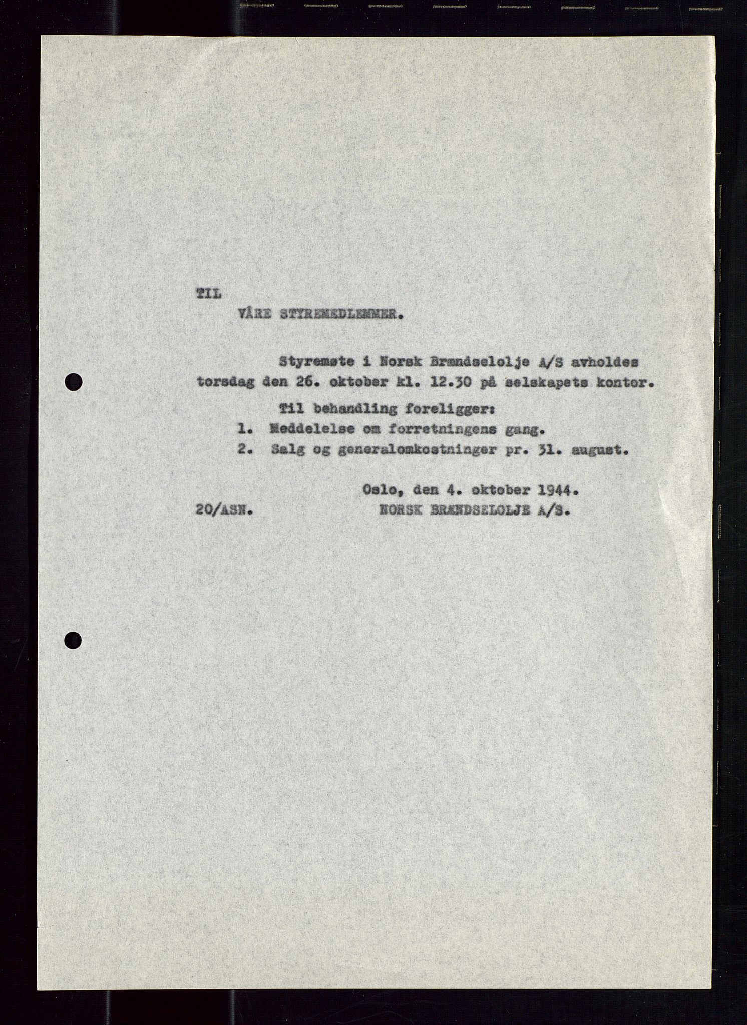 PA 1544 - Norsk Brændselolje A/S, AV/SAST-A-101965/1/A/Aa/L0003/0003: Generalforsamling  / Generalforsamling 1941, 1941, p. 6