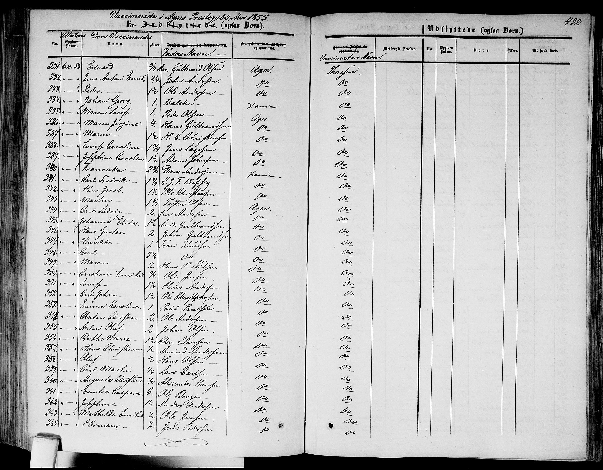 Gamlebyen prestekontor Kirkebøker, AV/SAO-A-10884/F/Fa/L0004: Parish register (official) no. 4, 1850-1857, p. 432