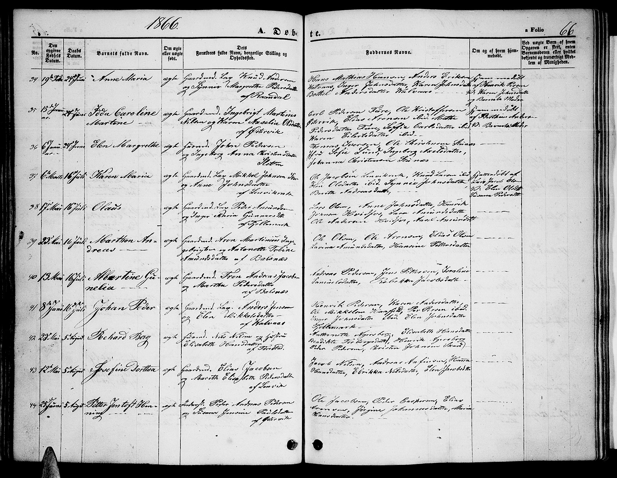 Ministerialprotokoller, klokkerbøker og fødselsregistre - Nordland, AV/SAT-A-1459/863/L0912: Parish register (copy) no. 863C02, 1858-1876, p. 66