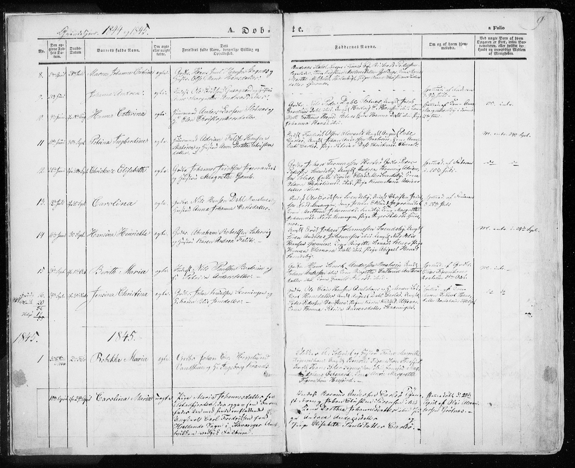 Karlsøy sokneprestembete, AV/SATØ-S-1299/H/Ha/Haa/L0003kirke: Parish register (official) no. 3, 1843-1860, p. 9