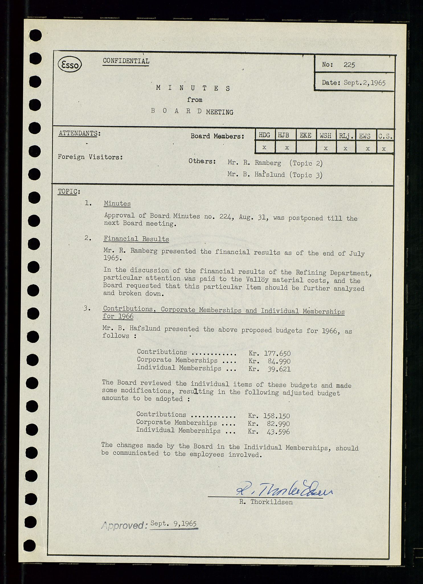 Pa 0982 - Esso Norge A/S, AV/SAST-A-100448/A/Aa/L0002/0001: Den administrerende direksjon Board minutes (styrereferater) / Den administrerende direksjon Board minutes (styrereferater), 1965, p. 61