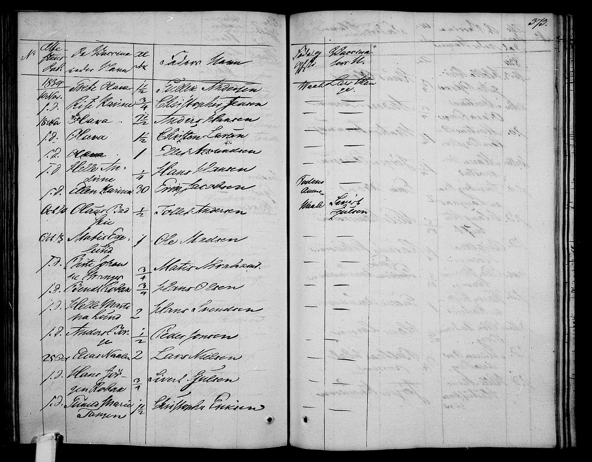 Våle kirkebøker, AV/SAKO-A-334/F/Fa/L0008: Parish register (official) no. I 8, 1824-1844, p. 373