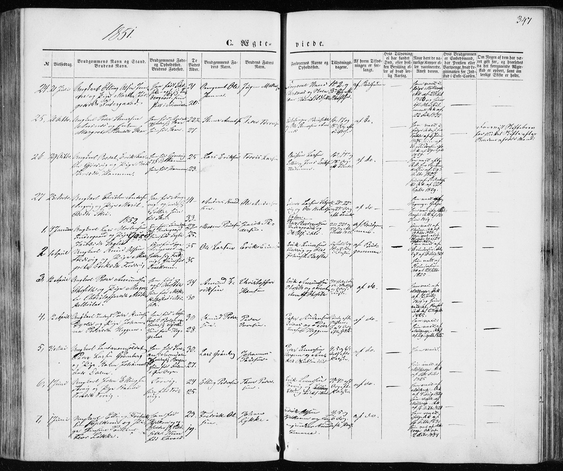 Ministerialprotokoller, klokkerbøker og fødselsregistre - Møre og Romsdal, SAT/A-1454/586/L0984: Parish register (official) no. 586A10, 1844-1856, p. 347