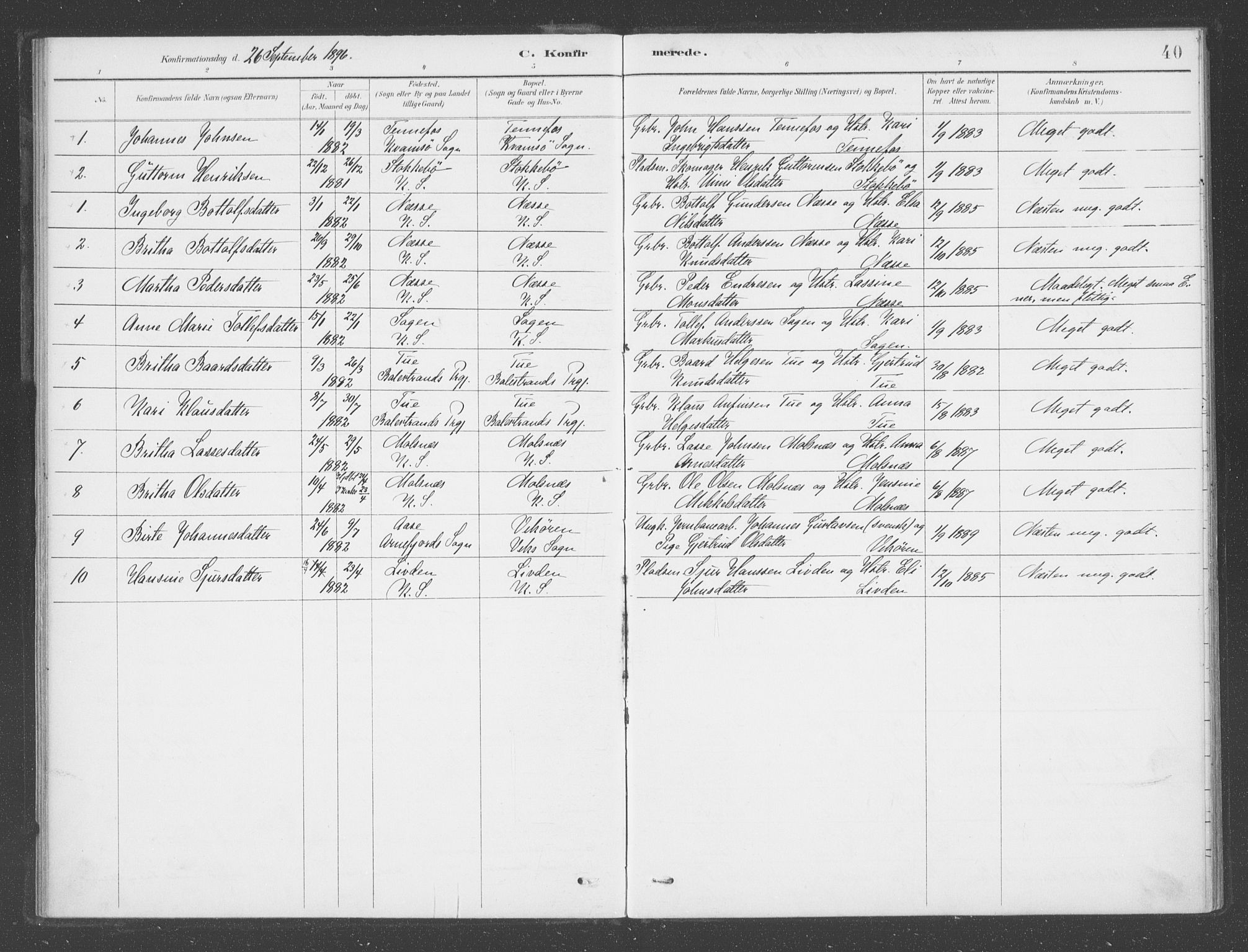 Balestrand sokneprestembete, SAB/A-79601: Parish register (official) no. D  2, 1891-1907, p. 40