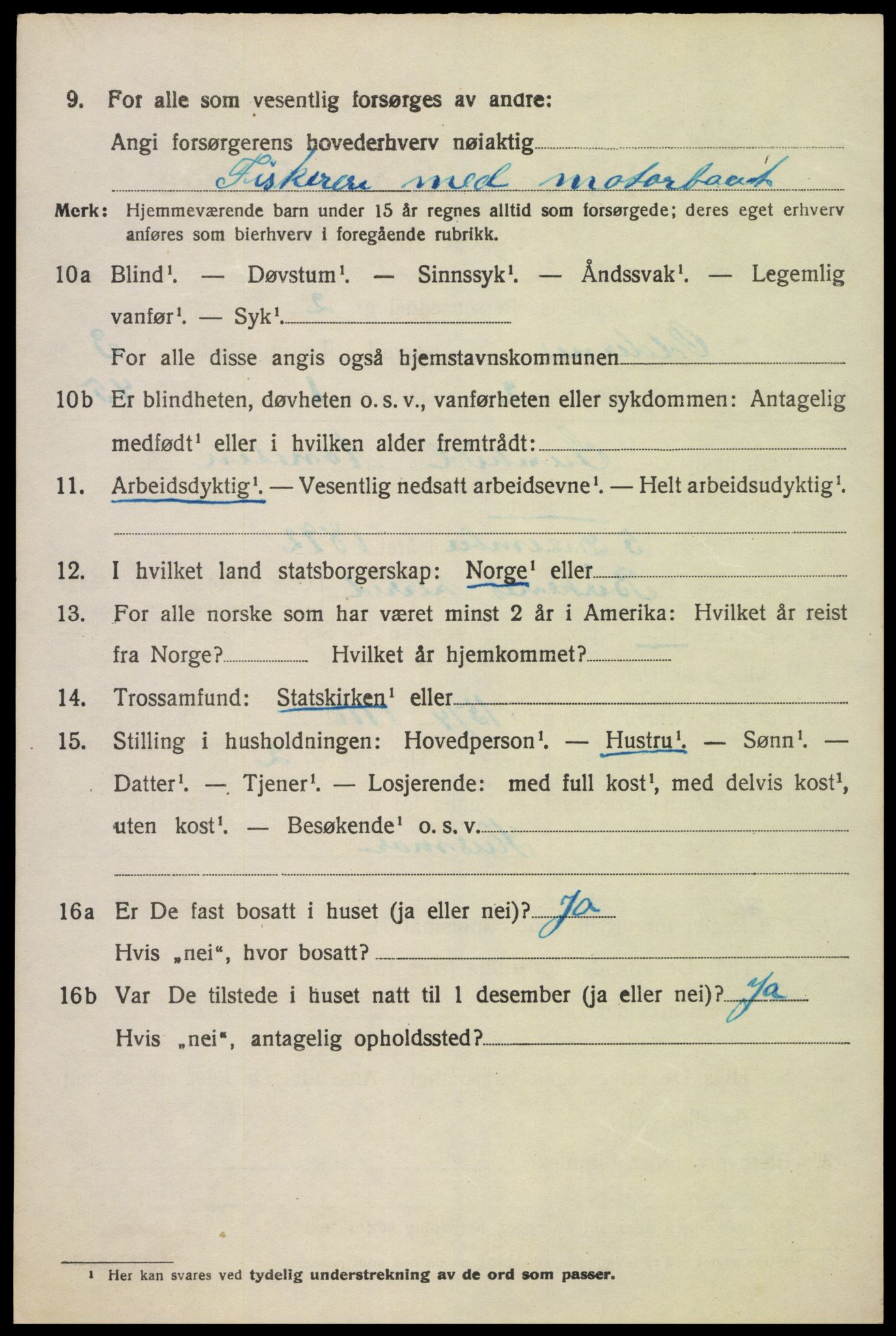 SAK, 1920 census for Oddernes, 1920, p. 3358