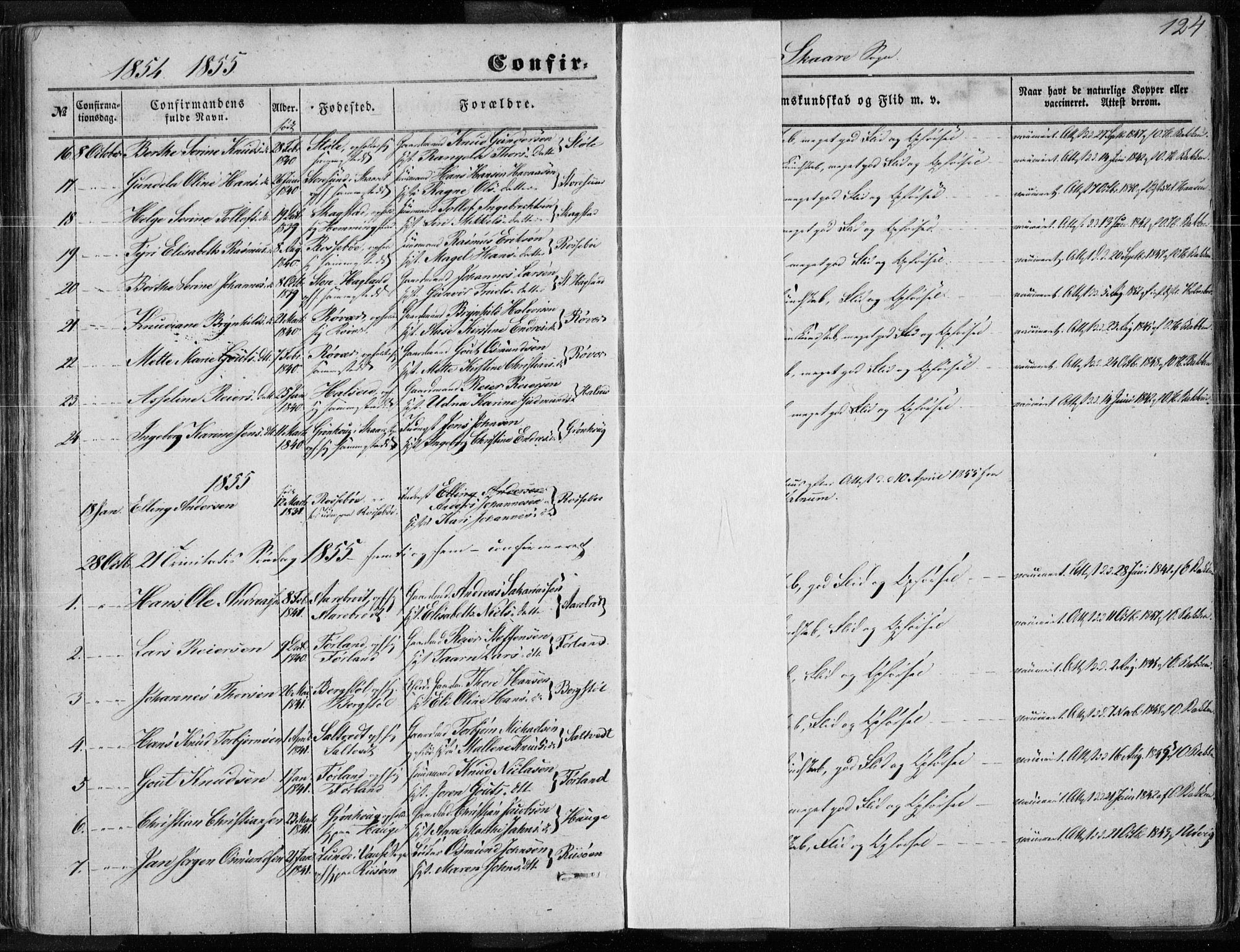 Torvastad sokneprestkontor, SAST/A -101857/H/Ha/Haa/L0009: Parish register (official) no. A 9, 1847-1856, p. 124