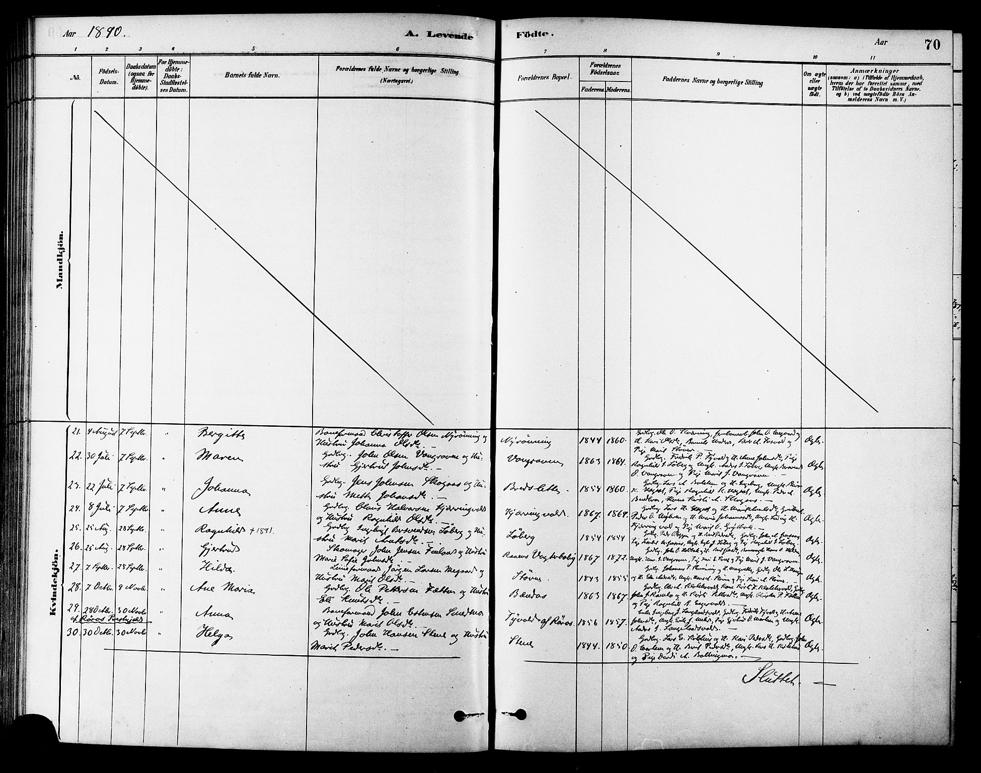 Ministerialprotokoller, klokkerbøker og fødselsregistre - Sør-Trøndelag, SAT/A-1456/686/L0983: Parish register (official) no. 686A01, 1879-1890, p. 70