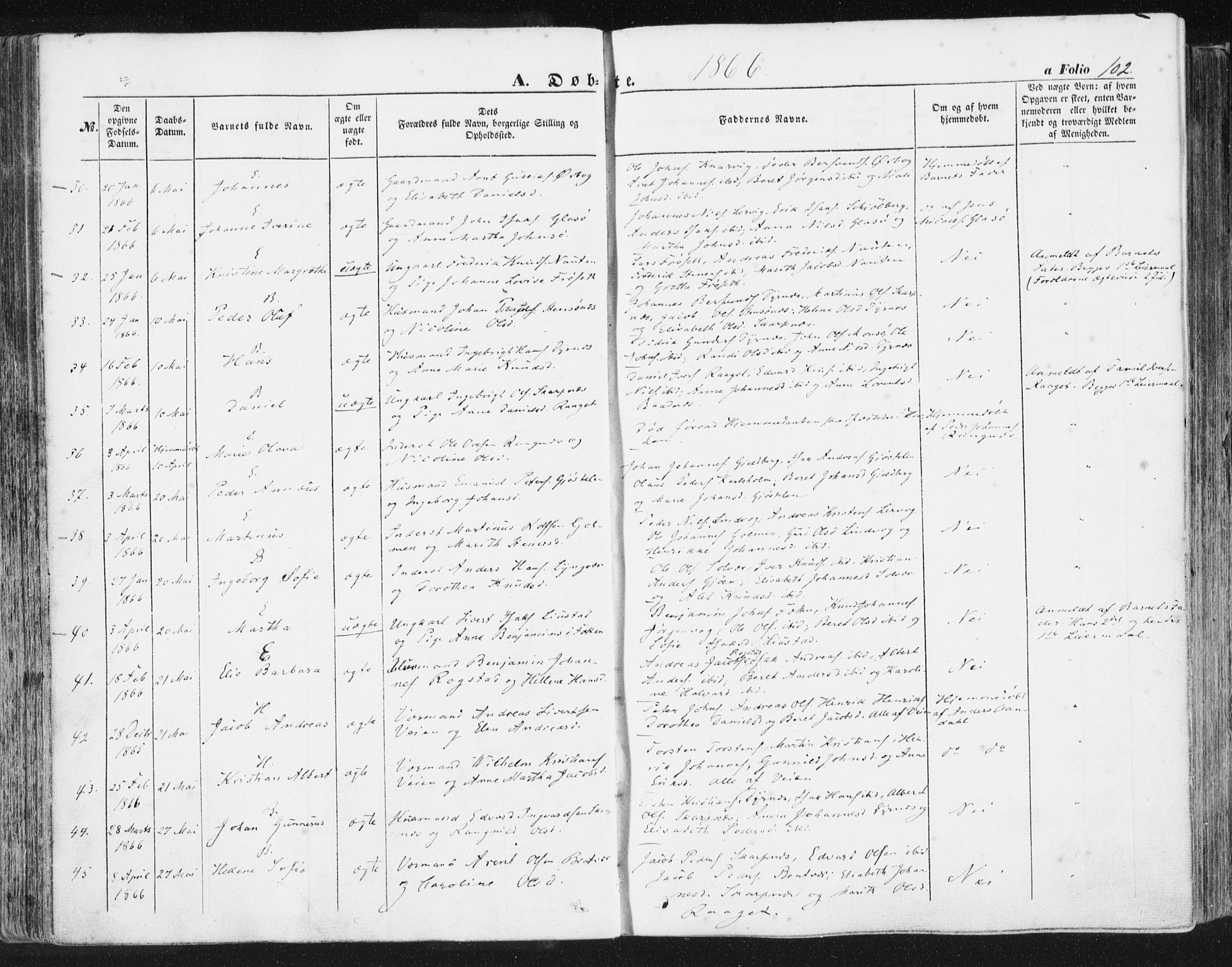 Ministerialprotokoller, klokkerbøker og fødselsregistre - Møre og Romsdal, AV/SAT-A-1454/581/L0937: Parish register (official) no. 581A05, 1853-1872, p. 102