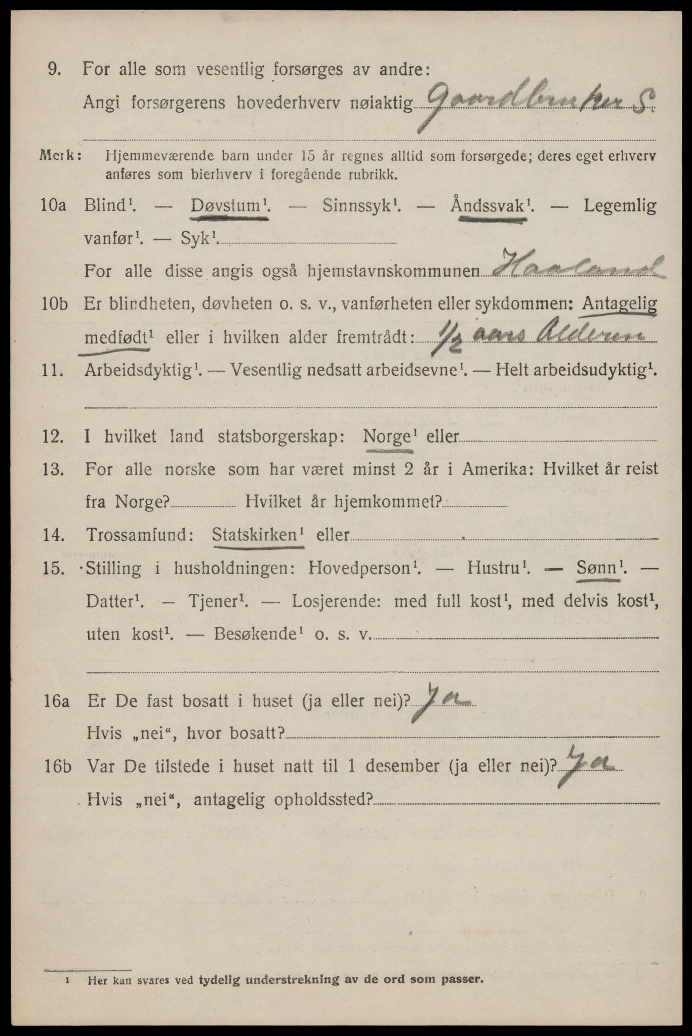 SAST, 1920 census for Håland, 1920, p. 9984