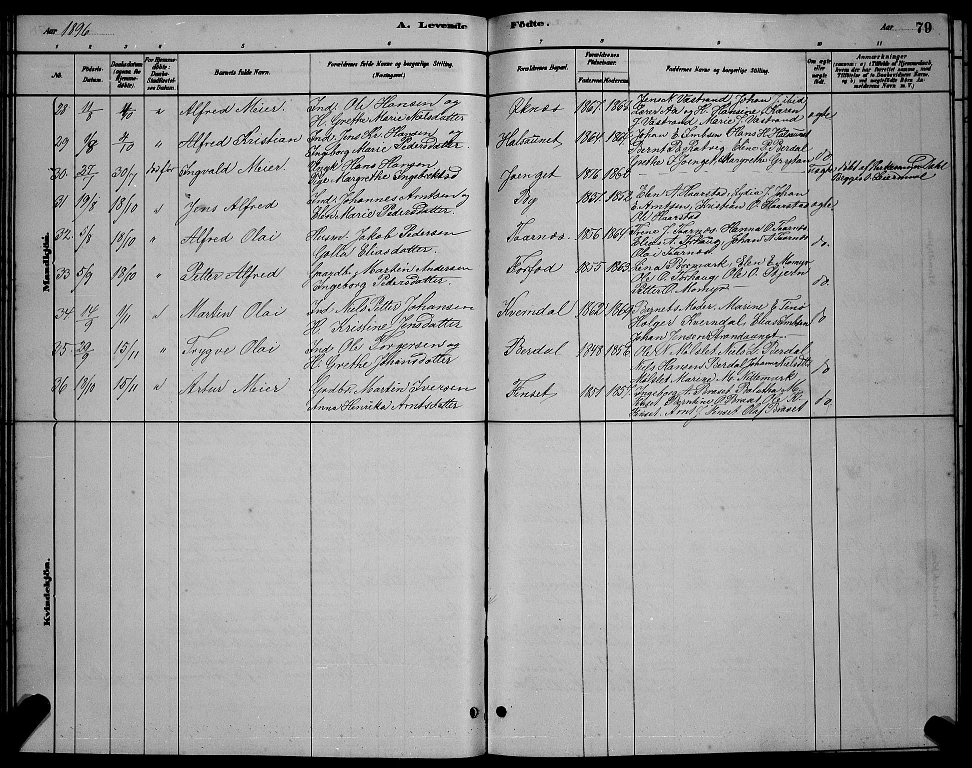 Ministerialprotokoller, klokkerbøker og fødselsregistre - Sør-Trøndelag, SAT/A-1456/655/L0687: Parish register (copy) no. 655C03, 1880-1898, p. 79