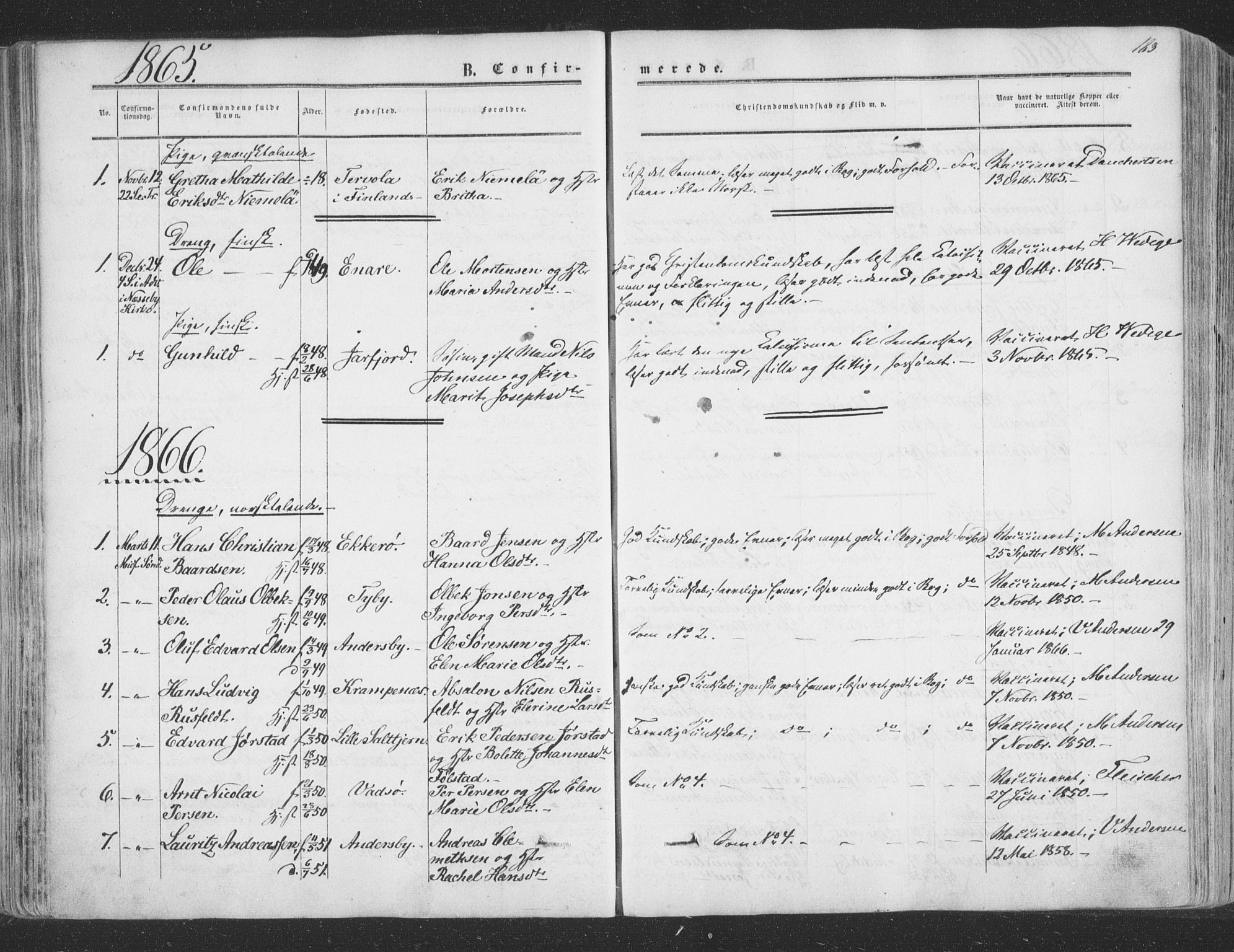 Vadsø sokneprestkontor, SATØ/S-1325/H/Ha/L0004kirke: Parish register (official) no. 4, 1854-1880, p. 183