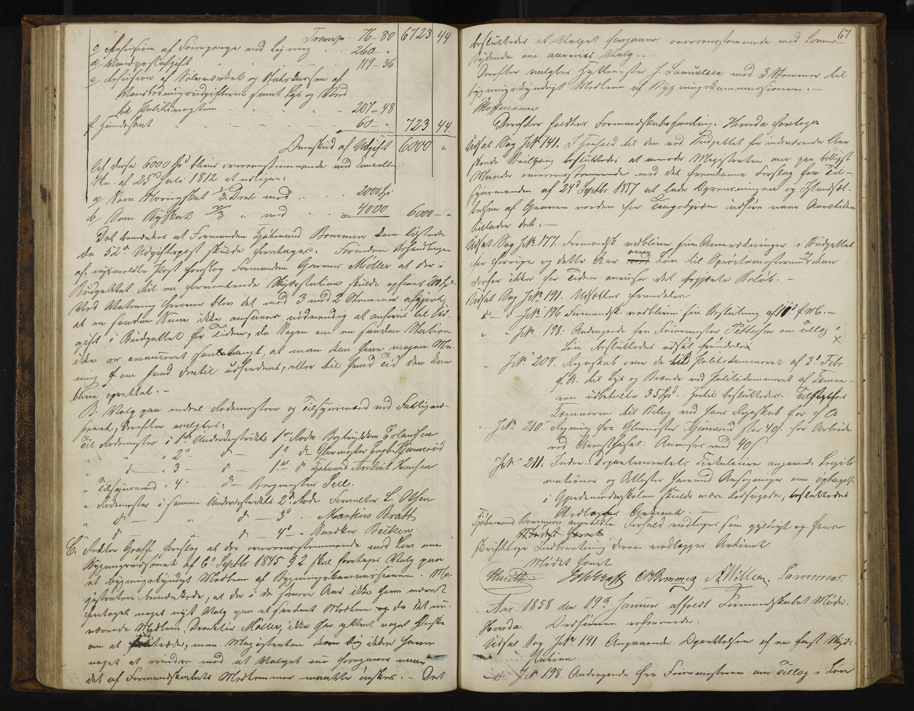 Kongsberg formannskap og sentraladministrasjon, IKAK/0604021-1/A/L0003: Møtebok med register, 1856-1861, p. 67