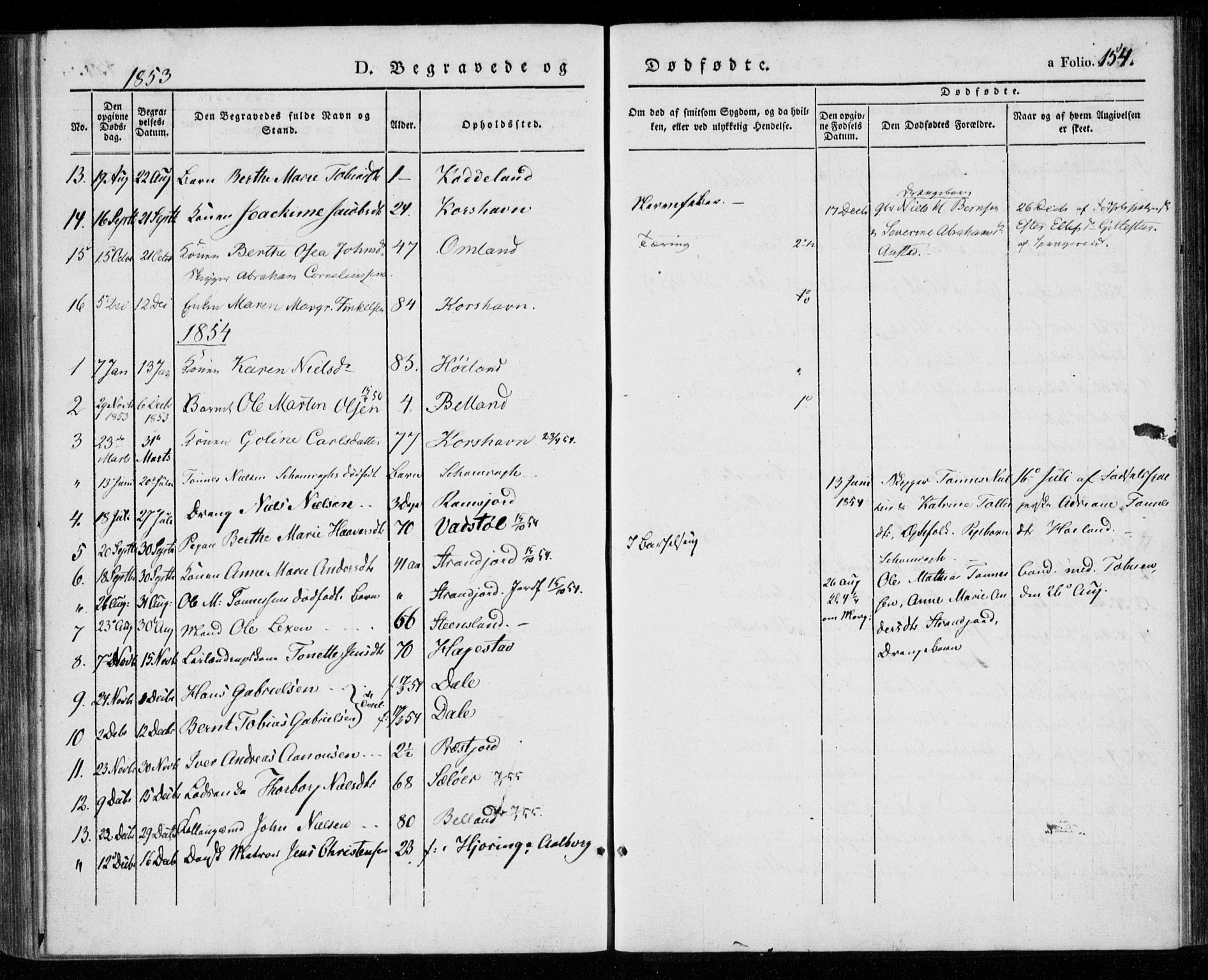 Lyngdal sokneprestkontor, AV/SAK-1111-0029/F/Fa/Faa/L0001: Parish register (official) no. A 1, 1837-1857, p. 154