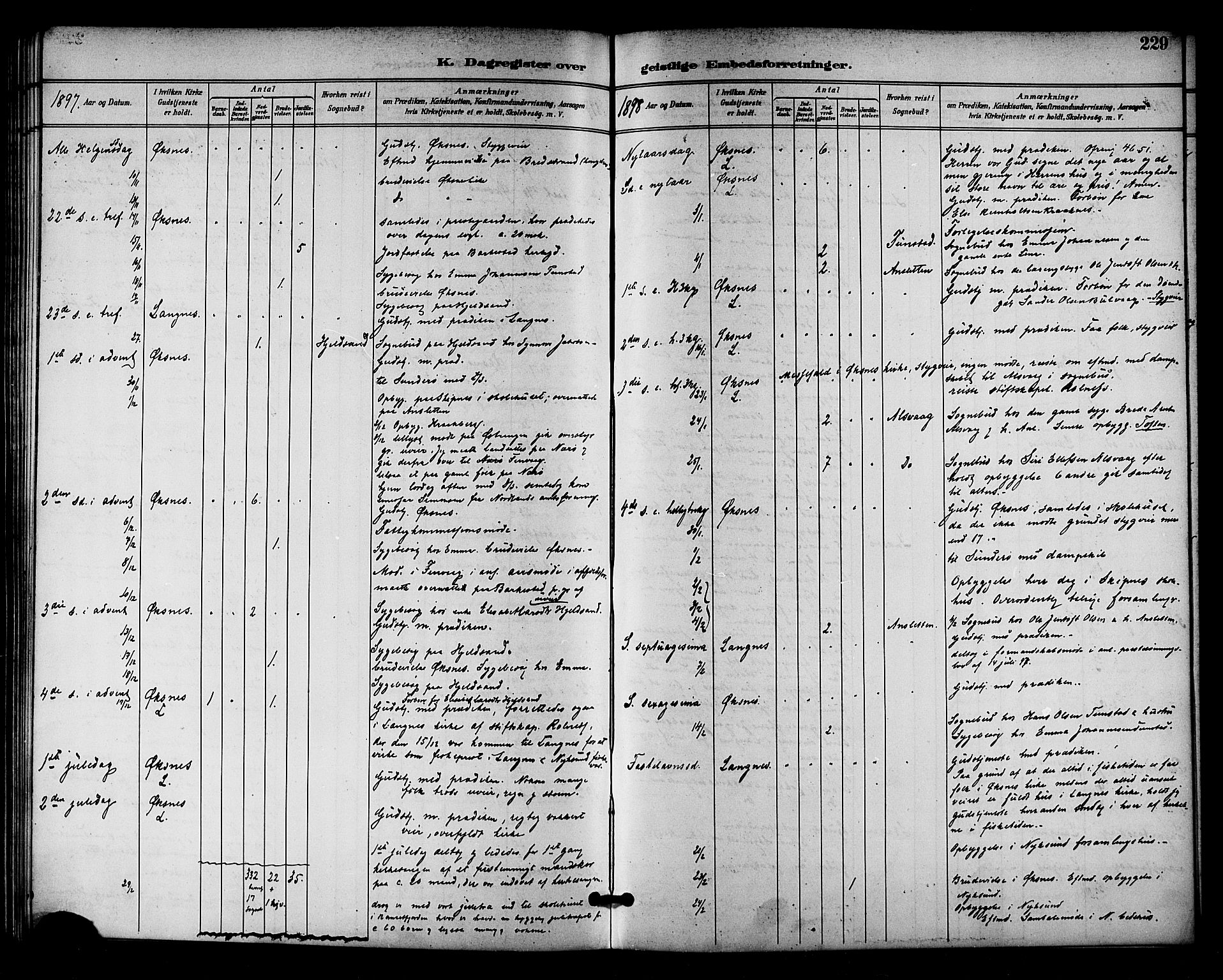Ministerialprotokoller, klokkerbøker og fødselsregistre - Nordland, SAT/A-1459/893/L1338: Parish register (official) no. 893A10, 1894-1903, p. 229
