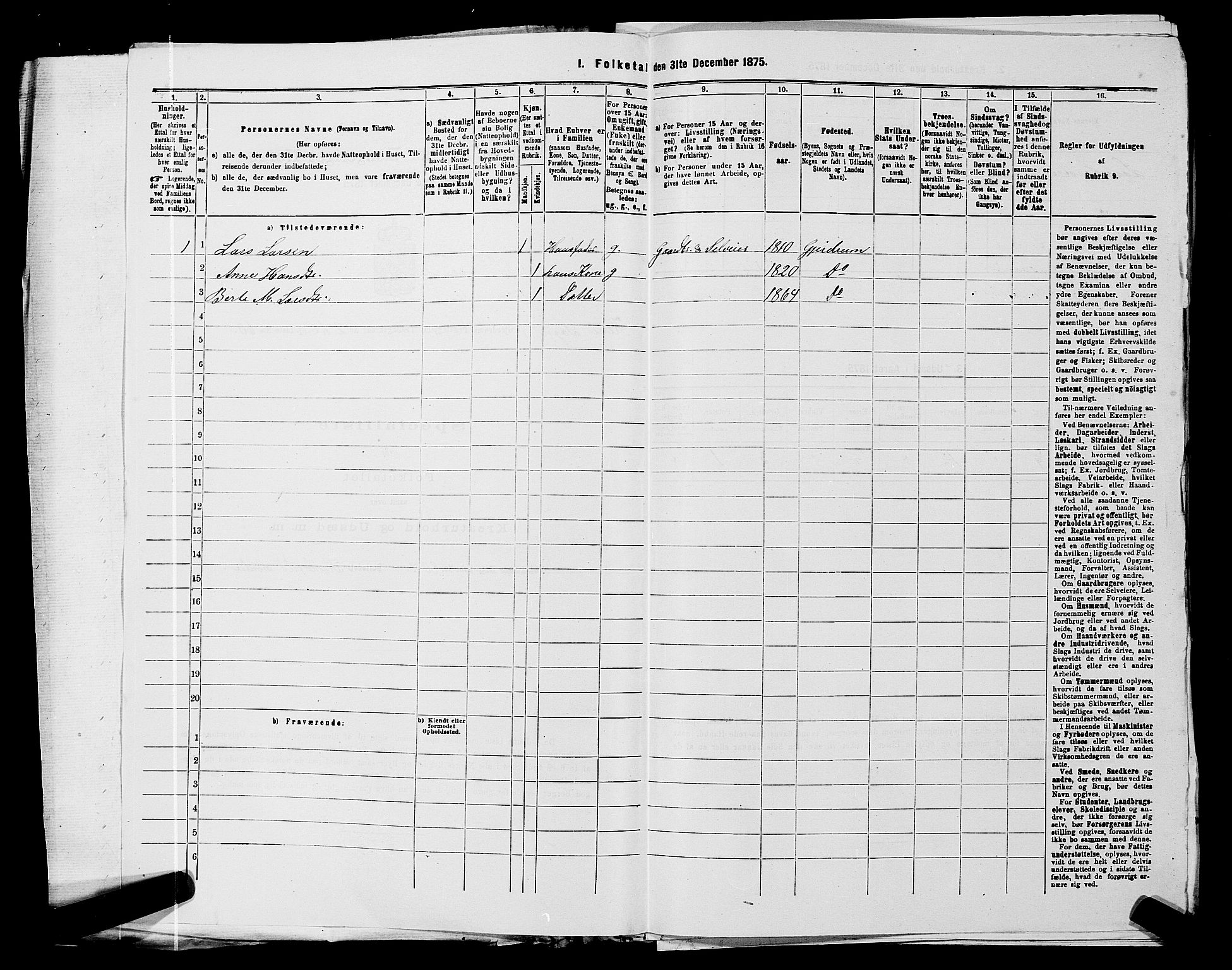 RA, 1875 census for 0234P Gjerdrum, 1875, p. 257