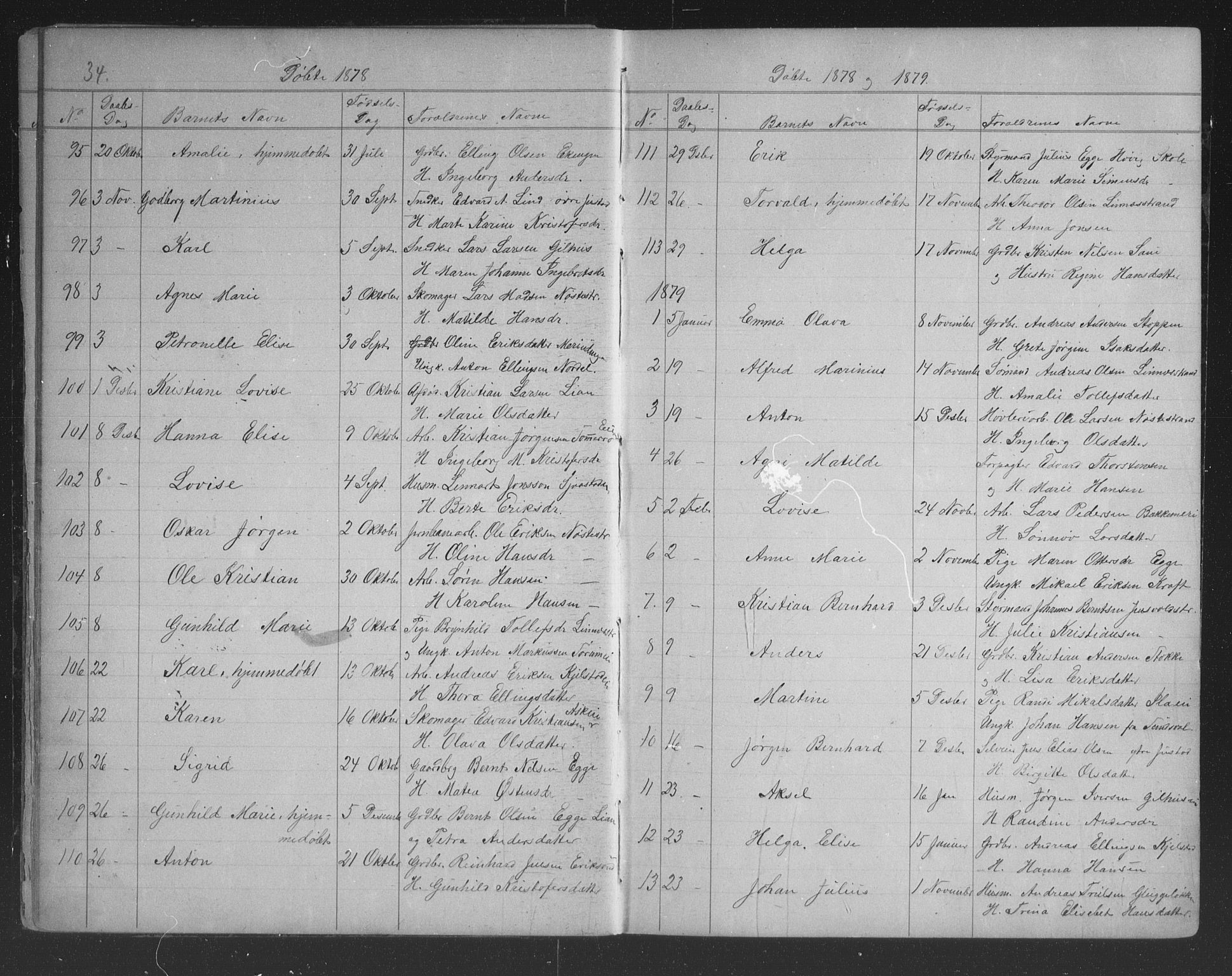 Lier kirkebøker, AV/SAKO-A-230/G/Gb/L0001: Parish register (copy) no. II 1, 1874-1898, p. 34-35