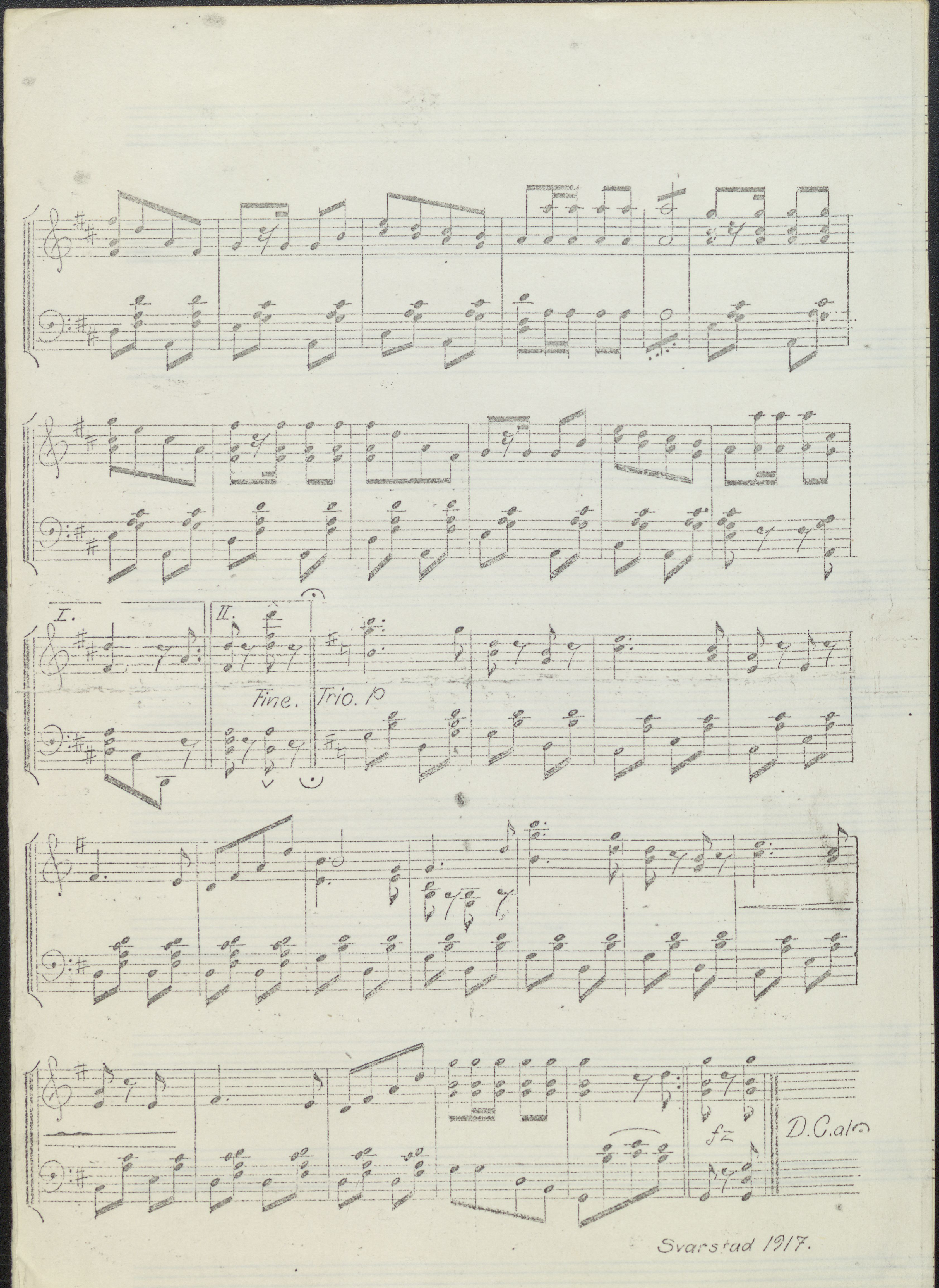 Sa 42 - Storgårds- og folkemusikk fra Klokkergården (Lardal bygdetun), VEMU/A-2514/F/L0001/0006: Originale håndskrevne, trykte og kopierte noter og notebøker, hefter, brev m.m. / Noter etter Hans Andreassen Opsahl, Lardal, 1820-1920