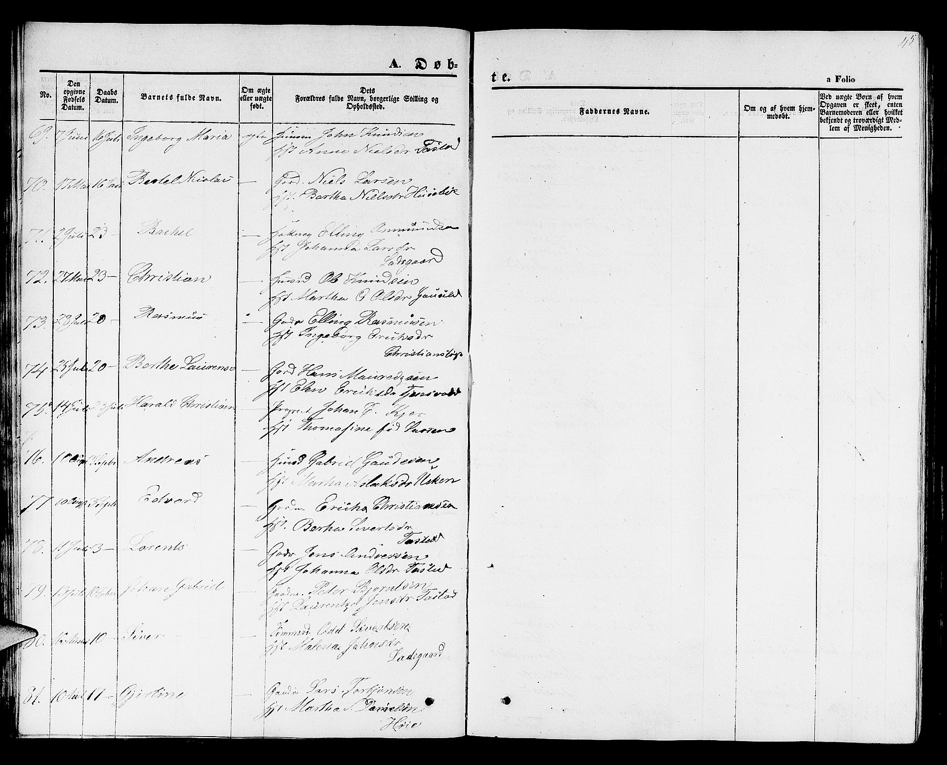 Hetland sokneprestkontor, AV/SAST-A-101826/30/30BB/L0001: Parish register (copy) no. B 1, 1850-1868, p. 45