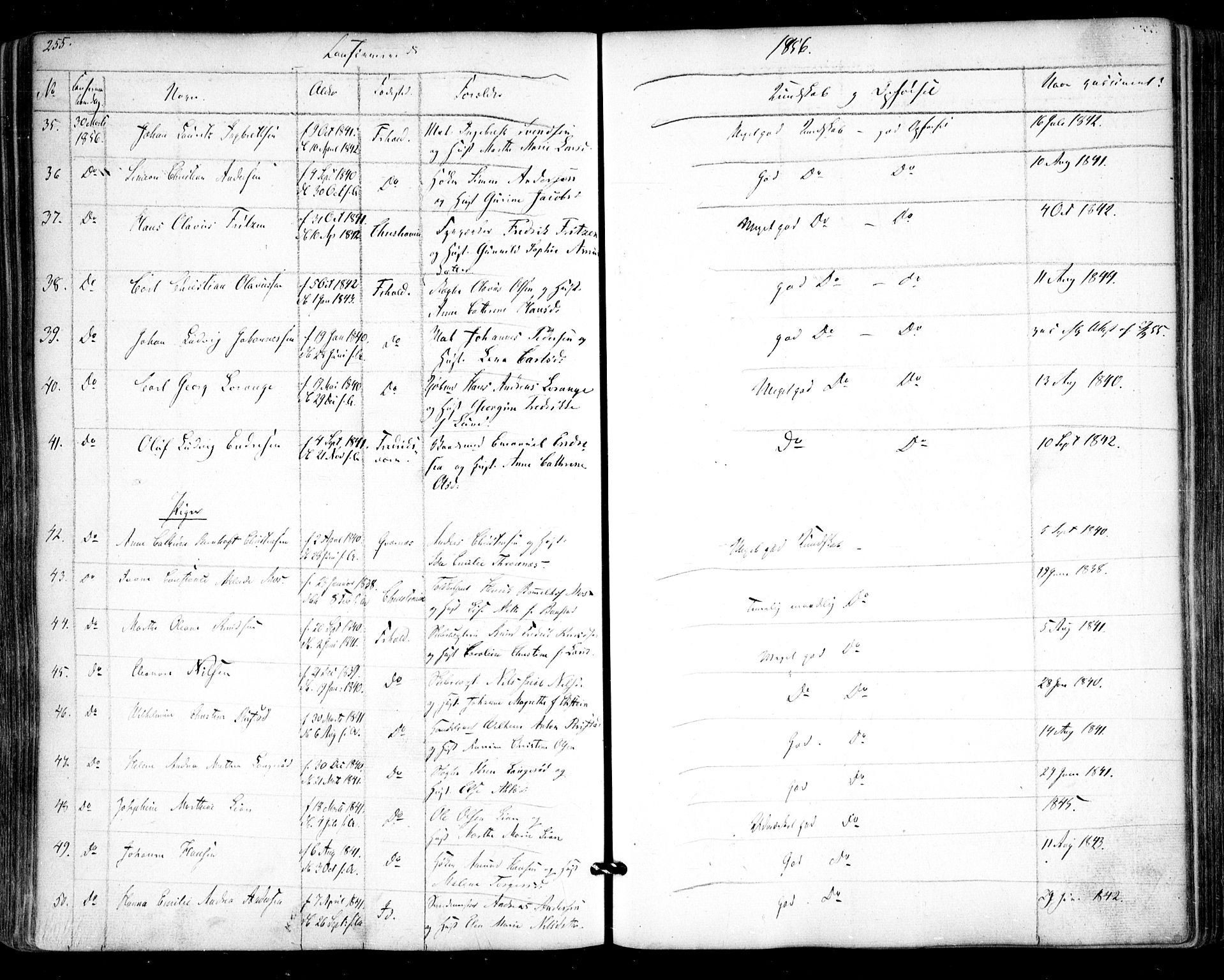 Halden prestekontor Kirkebøker, AV/SAO-A-10909/F/Fa/L0006: Parish register (official) no. I 6, 1845-1856, p. 255