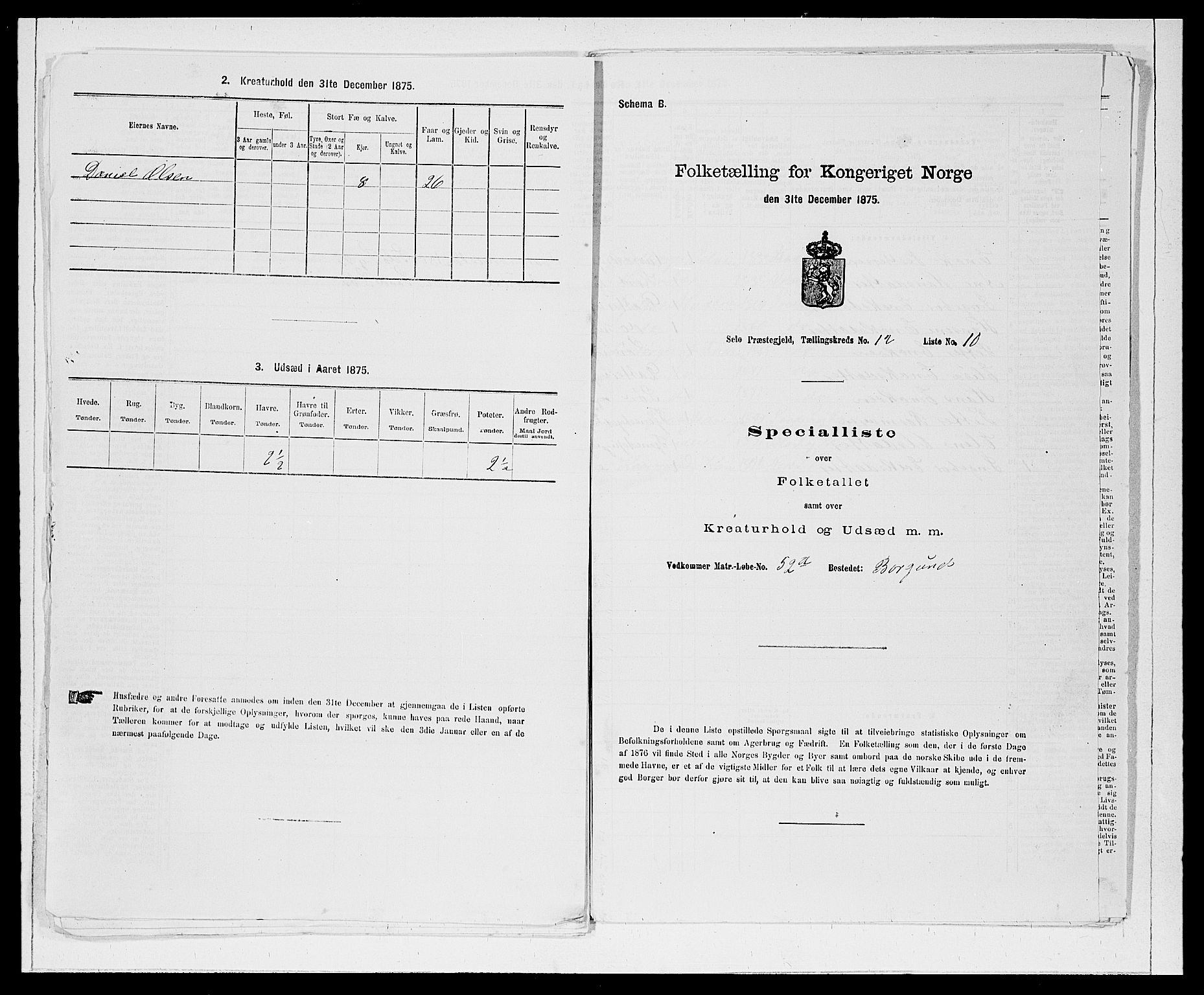 SAB, 1875 Census for 1441P Selje, 1875, p. 1500