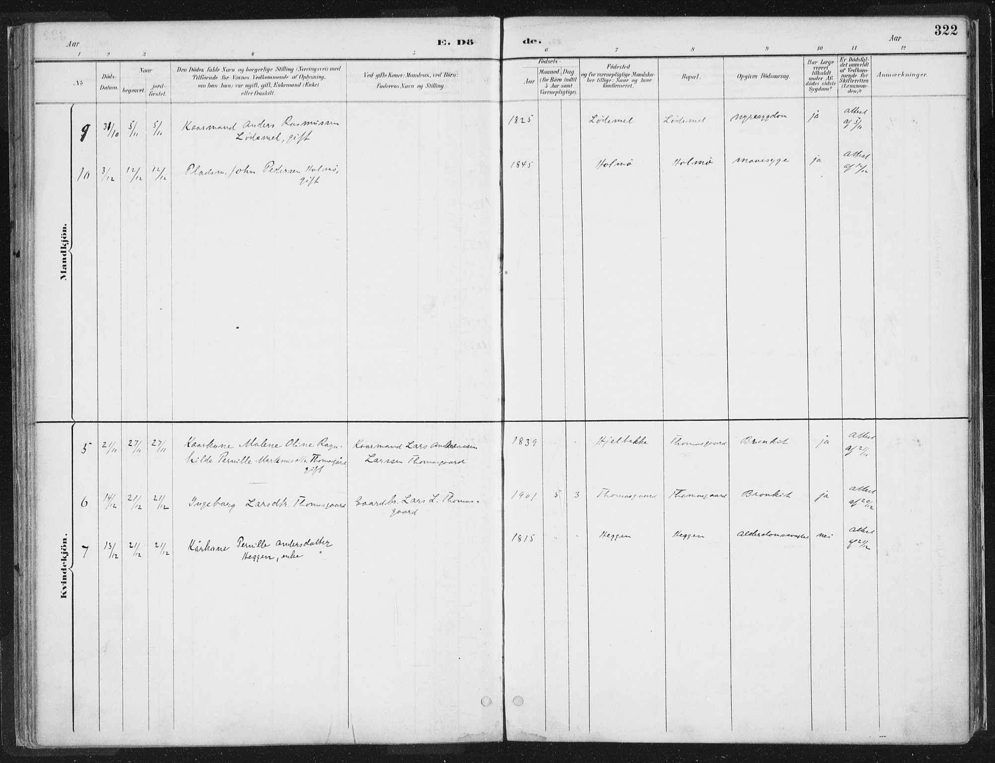 Hornindal sokneprestembete, AV/SAB-A-82401/H/Haa/Haaa/L0003/0002: Parish register (official) no. A 3B, 1885-1917, p. 322