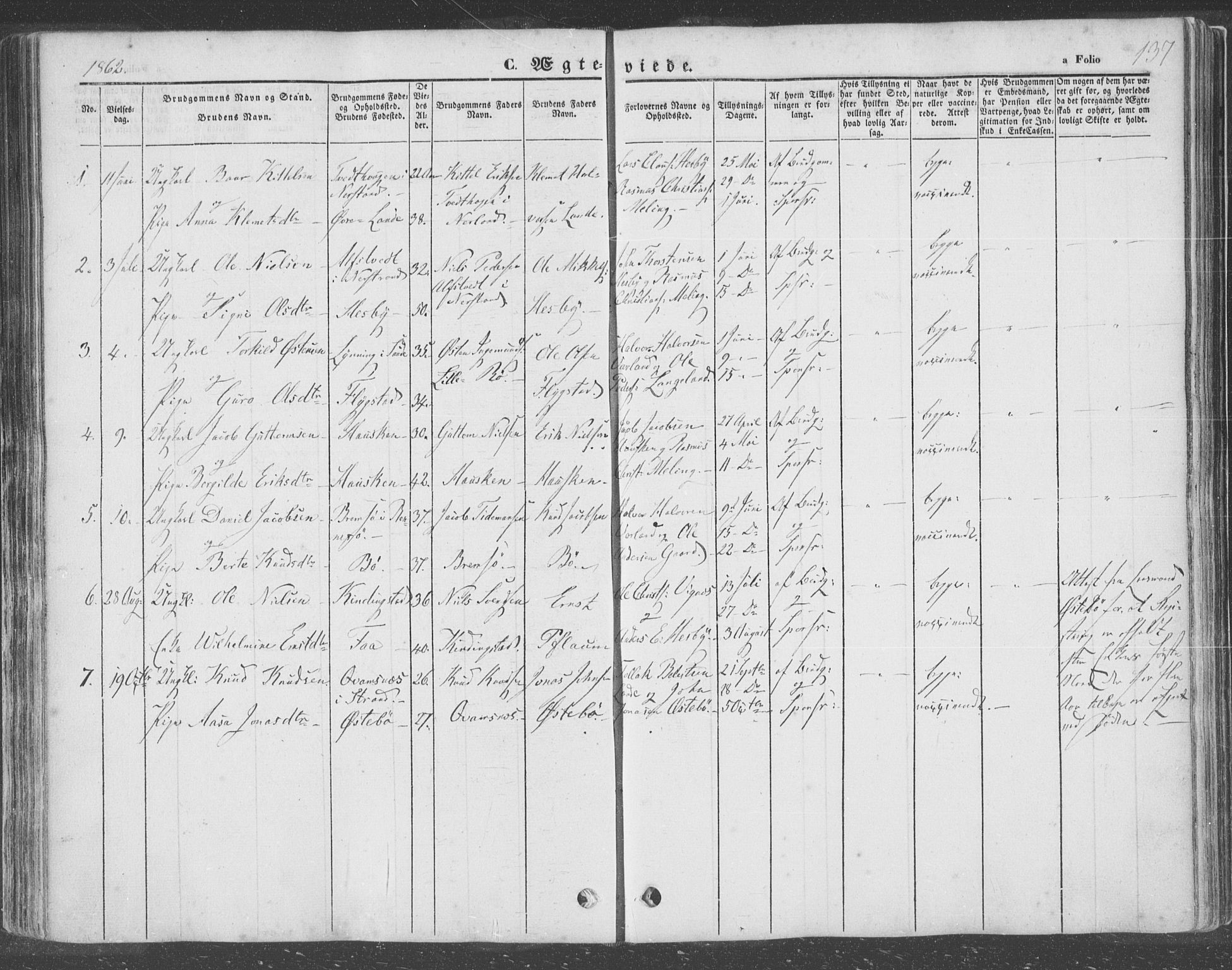 Finnøy sokneprestkontor, SAST/A-101825/H/Ha/Haa/L0007: Parish register (official) no. A 7, 1847-1862, p. 137