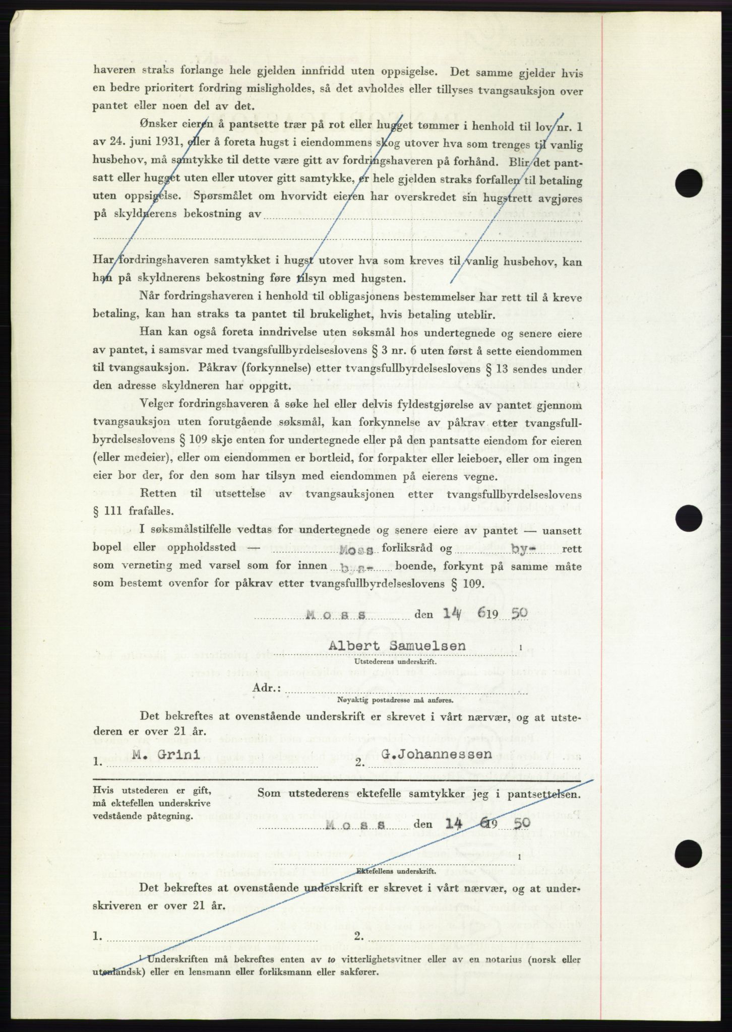 Moss sorenskriveri, AV/SAO-A-10168: Mortgage book no. B24, 1950-1950, Diary no: : 1765/1950